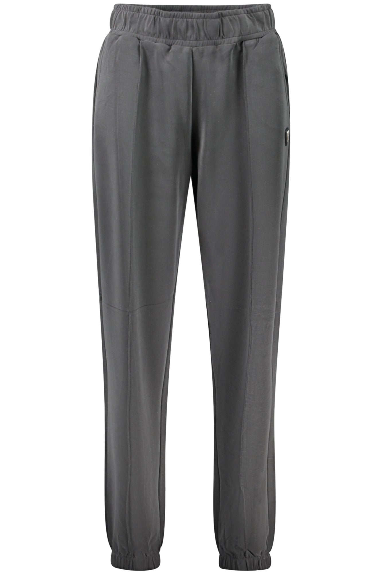 V5RB11KCAY2_NEJBLK – Stylische Damenhose in Schwarz mit elastischem Bund und Applikationen – Größe: XS, S, M – Farbe: Nero