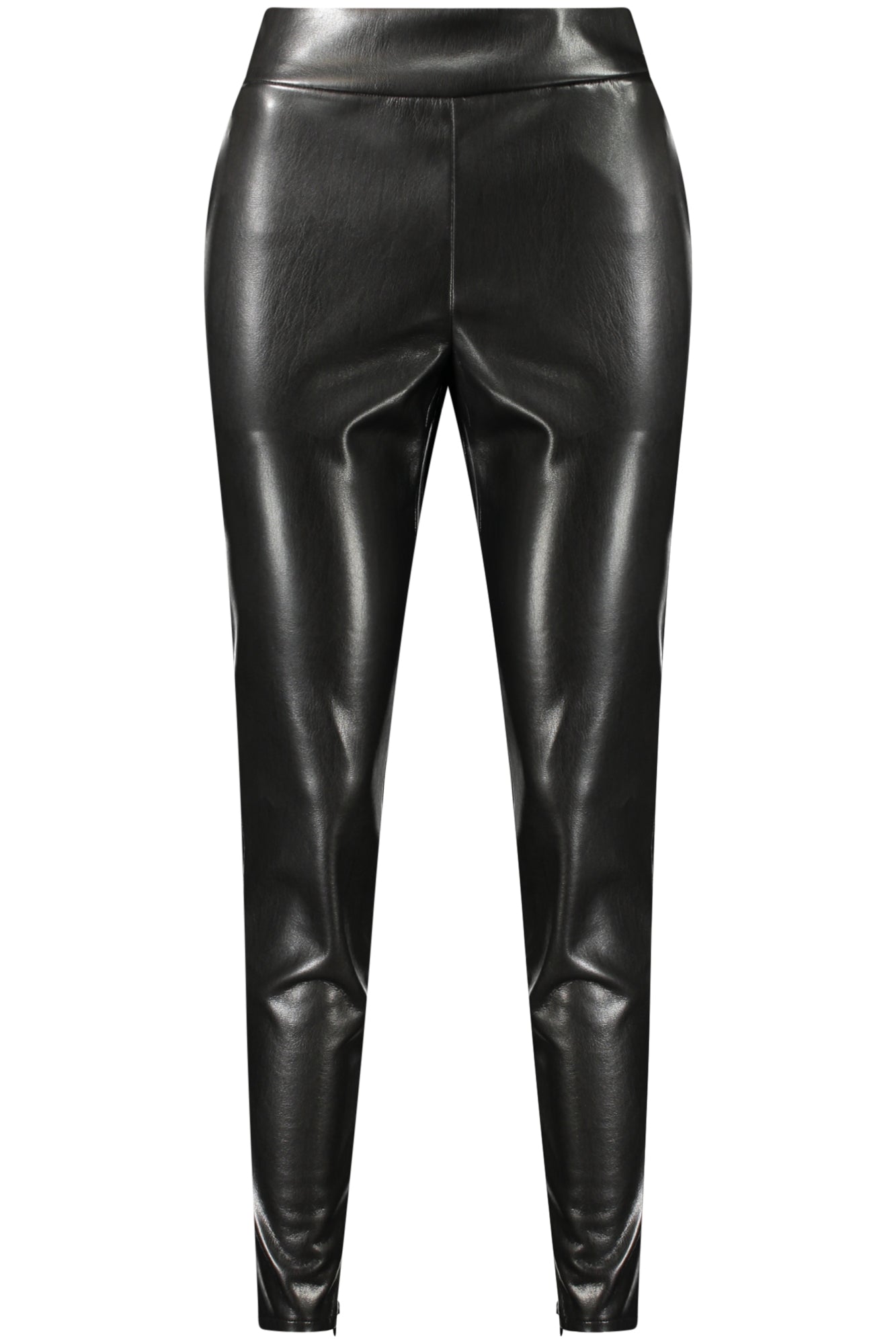 W4BB18WGIK0_NEJBLK – Damen Kunstlederhose Schwarz mit Reißverschluss und Logo-Details – Größe: M, XS, S, L – Farbe: Nero