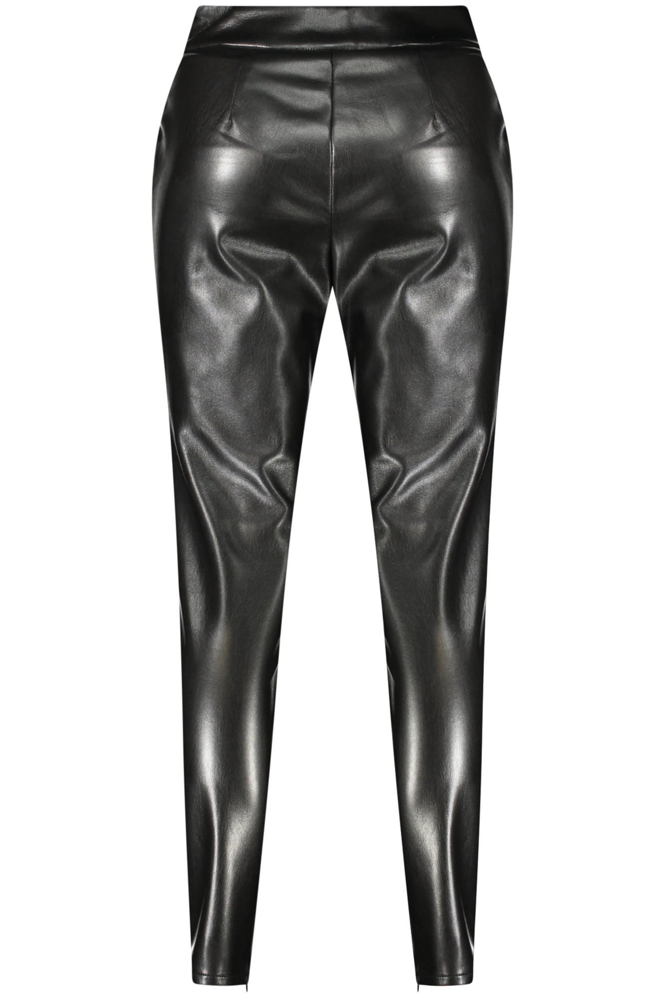 W4BB18WGIK0_NEJBLK – Damen Kunstlederhose Schwarz mit Reißverschluss und Logo-Details – Größe: M, XS, S, L – Farbe: Nero