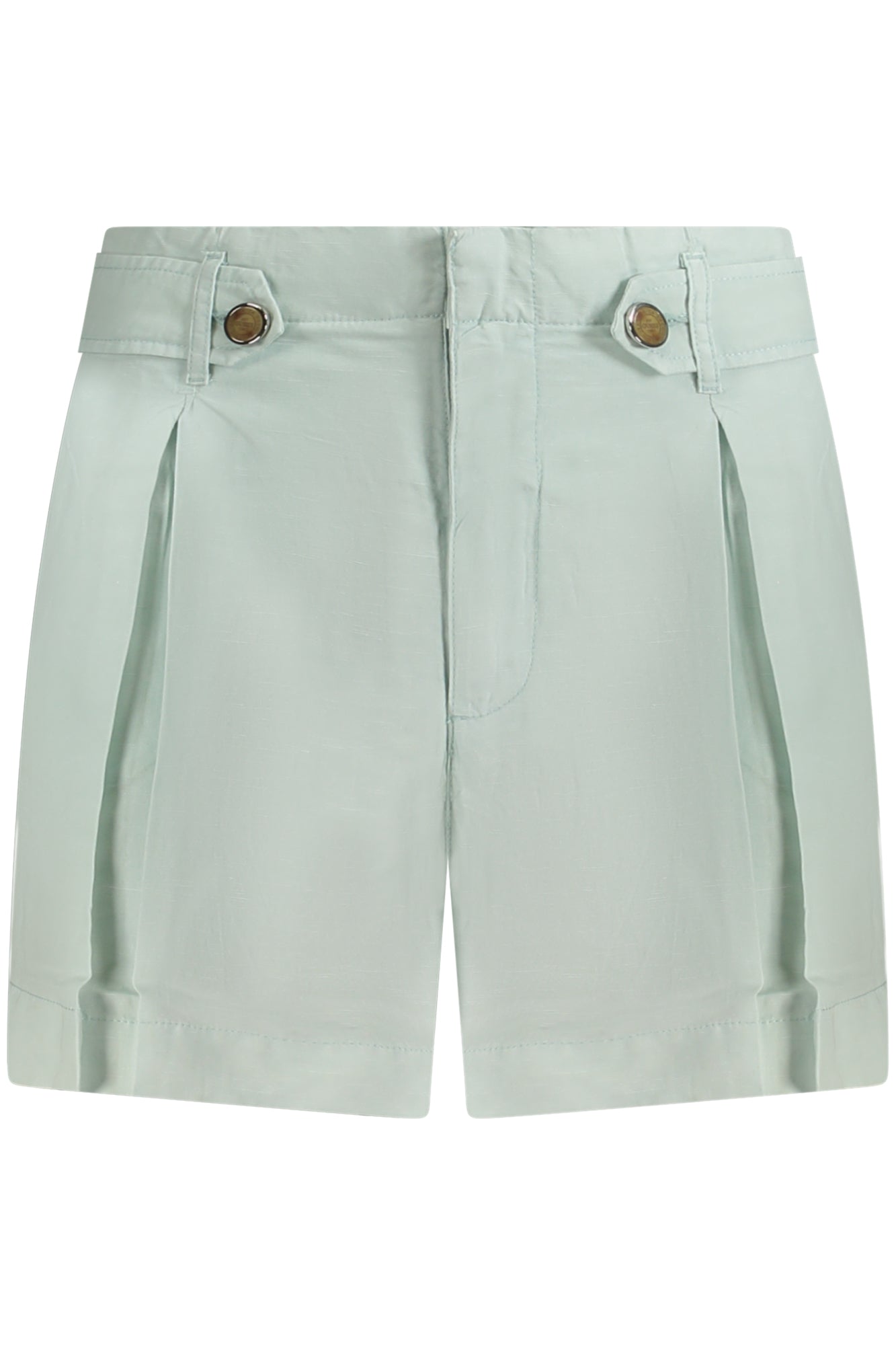 W5GD1JWG8N0_VEF7YG – Stylische Damen Shorts Grün mit Kontrastdetails und 5 Taschen – Größe: 25, 26, 27, 28, 29, 30 – Farbe: Verde