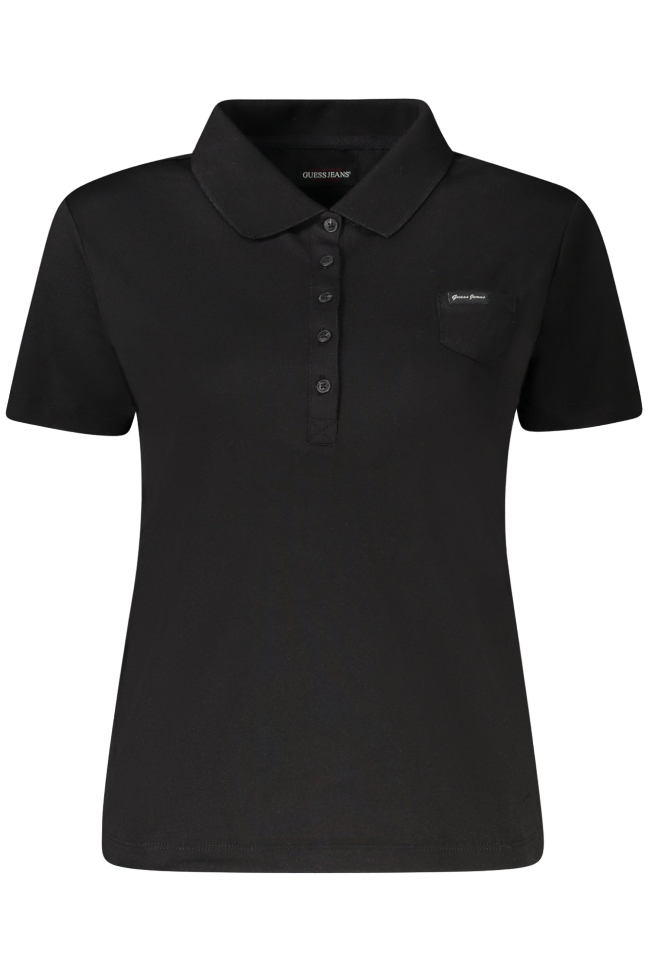 W5RP47KARS2_NEJBLK – Elegantes Kurzarm-Poloshirt für Damen in Schwarz mit Applikation – Größe: XS, S, M, L – Farbe: Nero