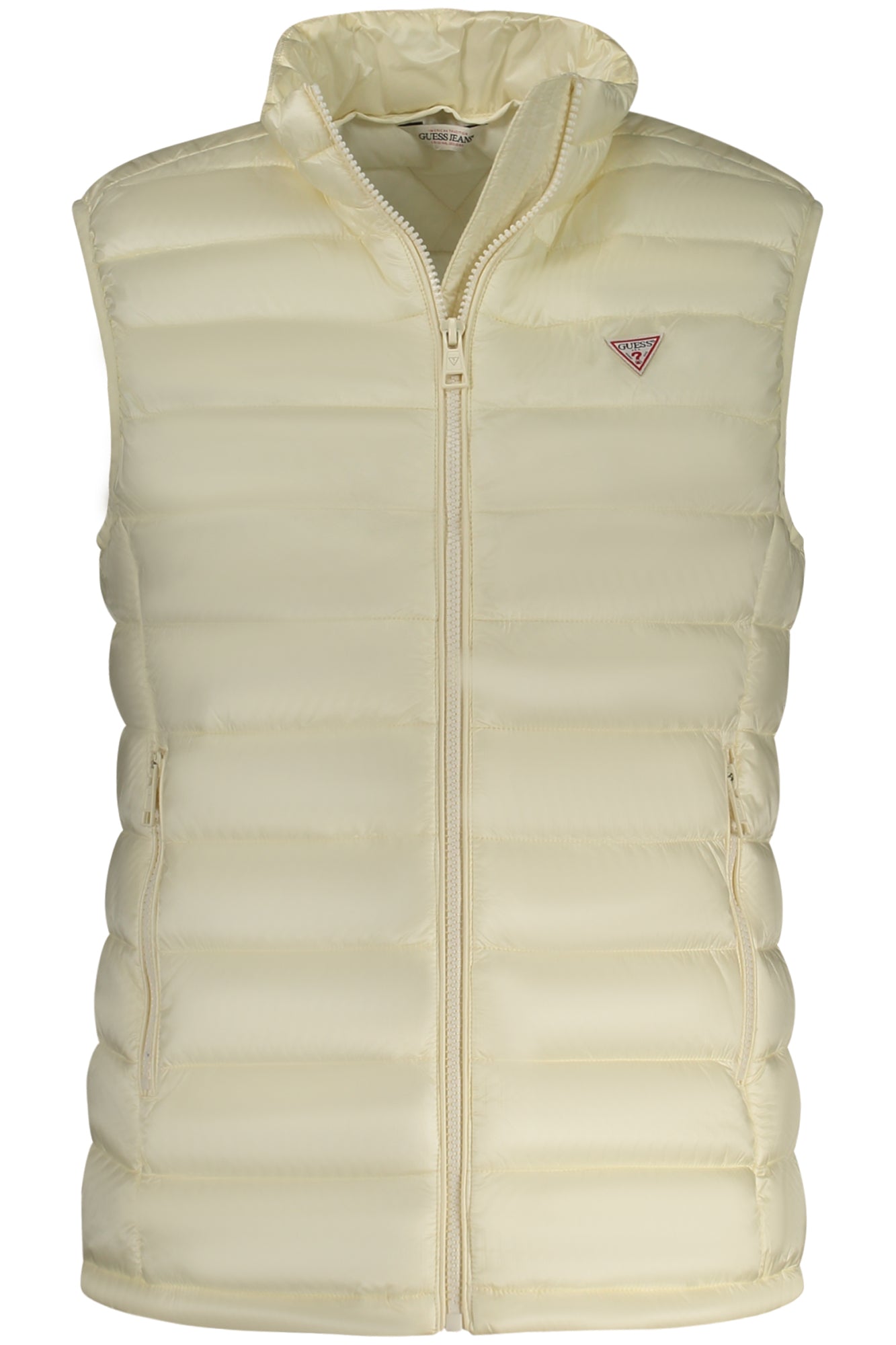 W5RN55WHAB2_BEG053 – Ärmellose Damenjacke Beige mit Taschen und Reißverschluss – Größe: XS, S, M – Farbe: Beige