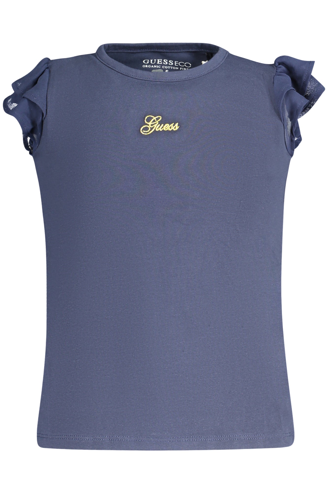 K4GI20K6YW1_BLG7HR – Bio-Baumwolle Mädchen T-Shirt Blau Rundhals mit Stickerei & Details – Größe: 3A, 2A, 5A, 7A – Farbe: Blu