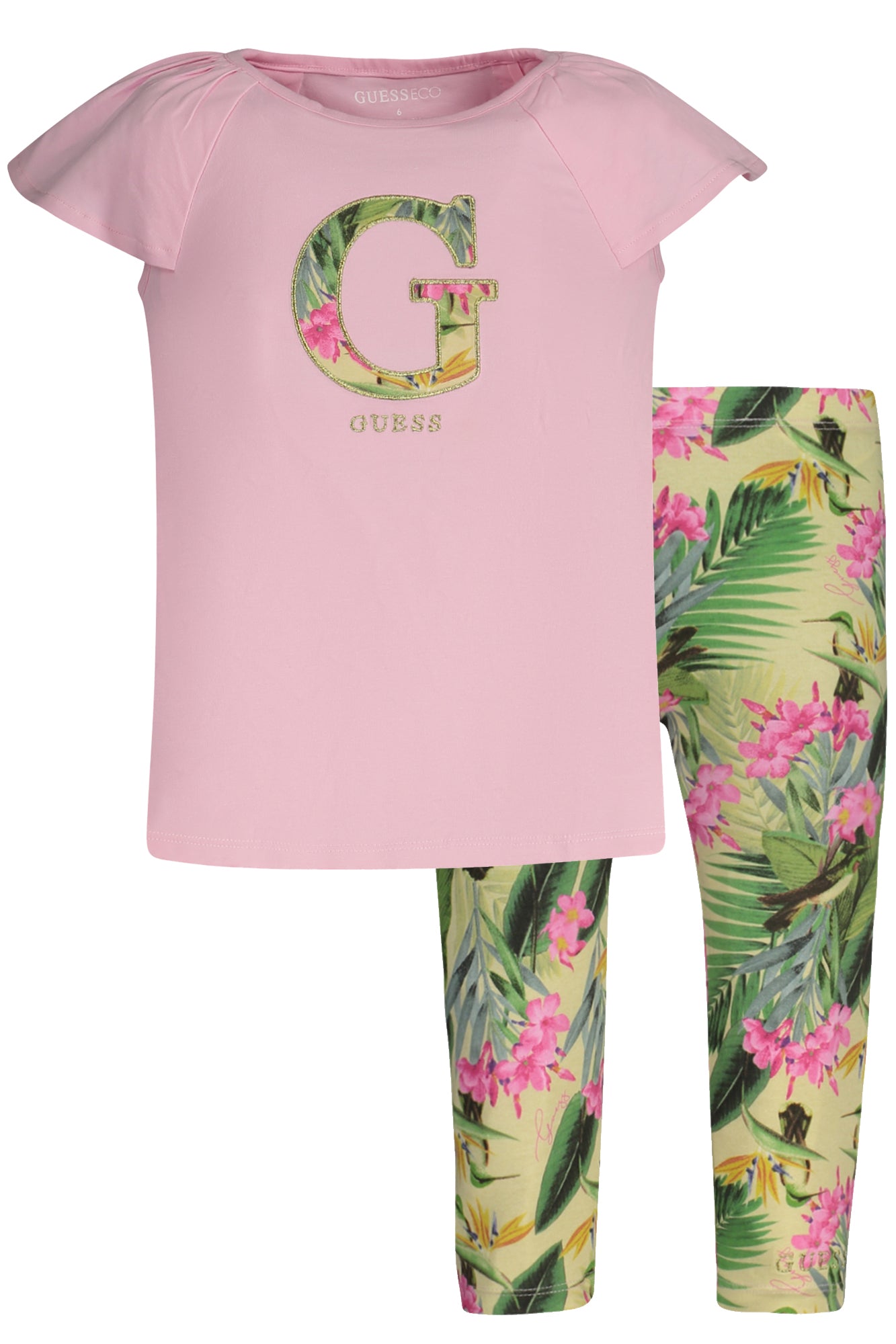 K4GG02K6YW3_RSG6H8 – Zweiteiliges Rosa Mädchen-Set: Besticktes Shirt & Gemusterte Leggings – Größe: 5A, 2A, 6A, 3A – Farbe: Rosa