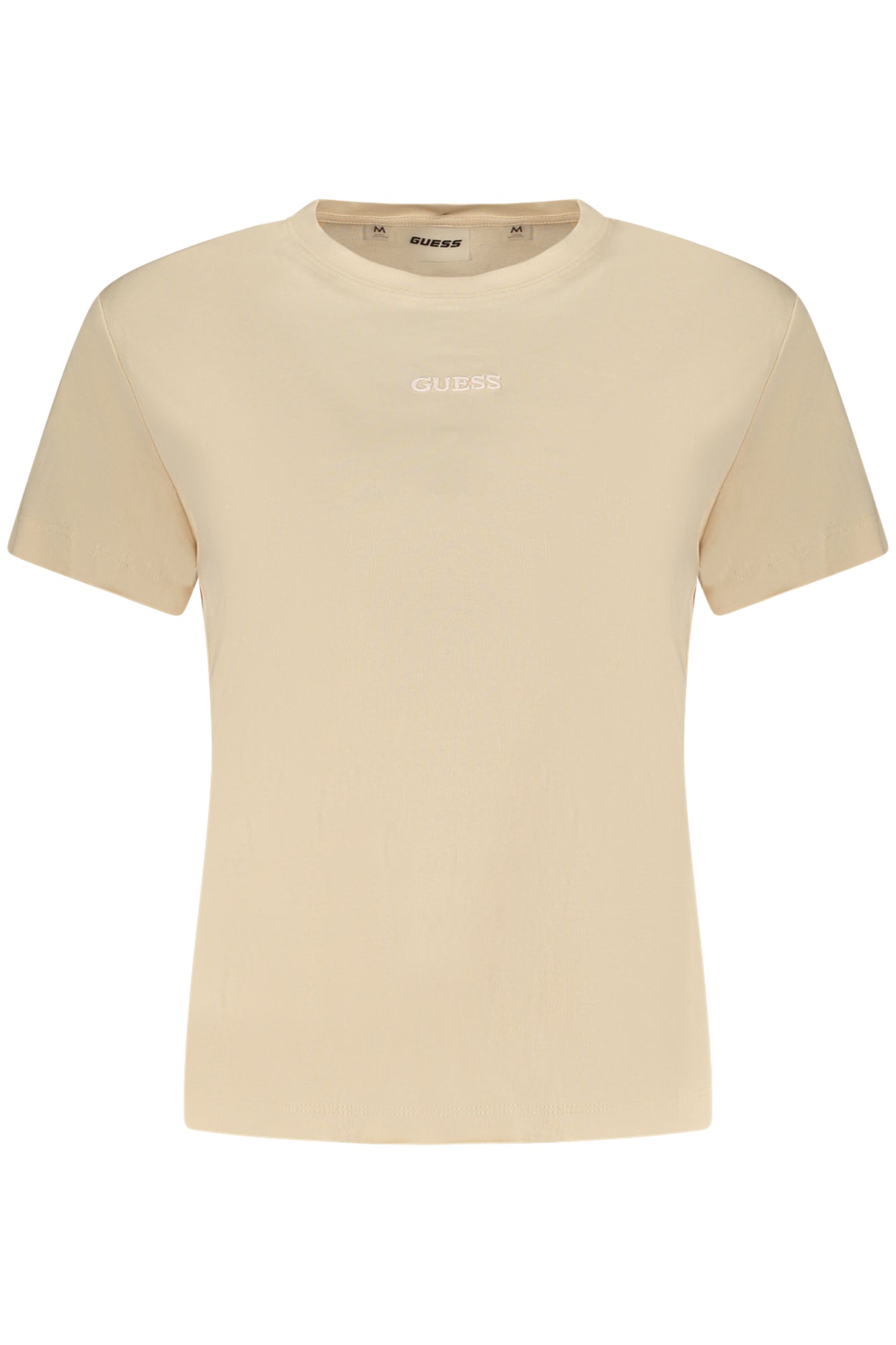 V5RI14KCOI1_BEA13W – Beiges Damen T-Shirt mit Rundhals und Logo-Stickerei – Kurzarm-Style – Größe: XS, S, M, L – Farbe: Beige