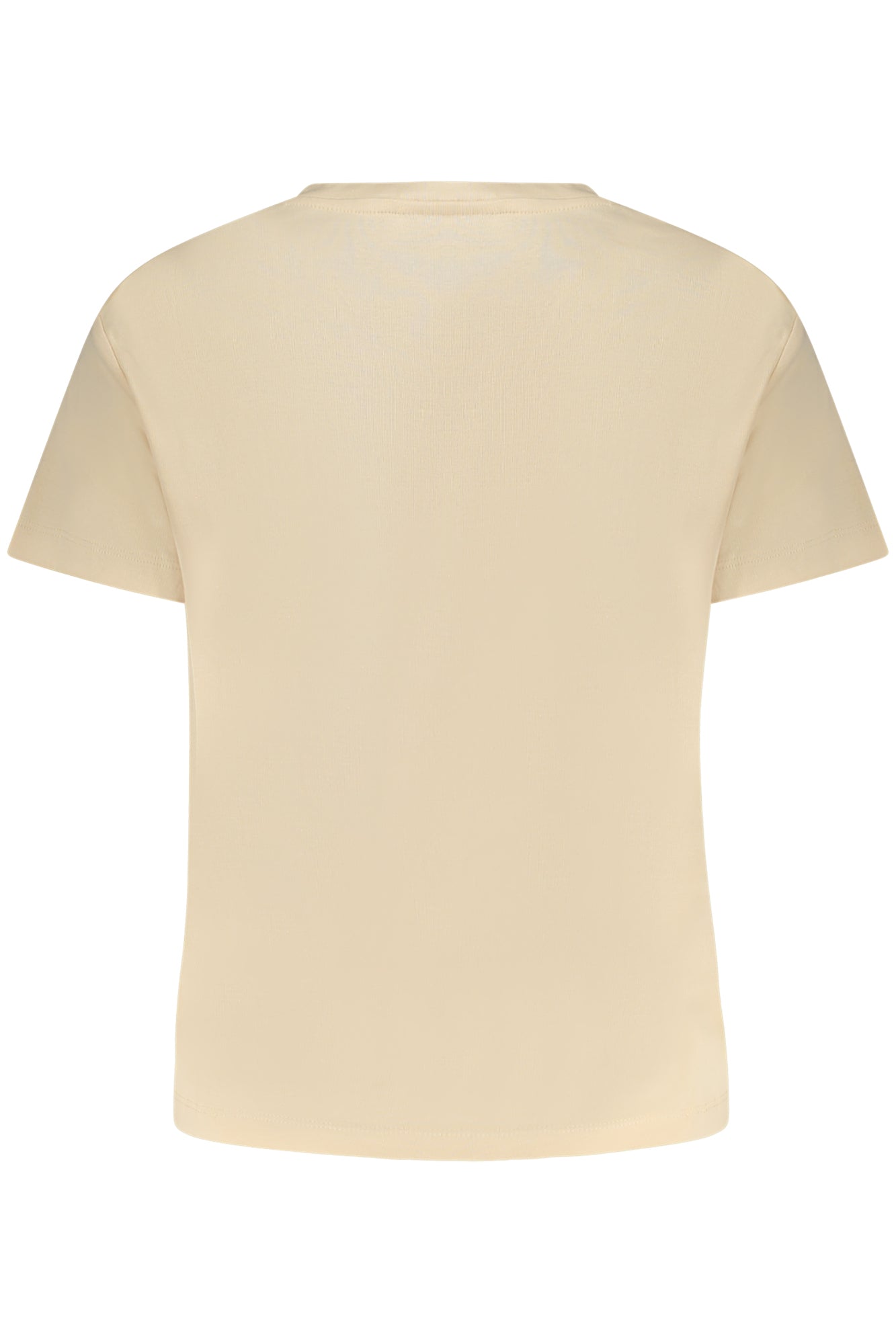 V5RI14KCOI1_BEA13W – Beiges Damen T-Shirt mit Rundhals und Logo-Stickerei – Kurzarm-Style – Größe: XS, S, M, L – Farbe: Beige