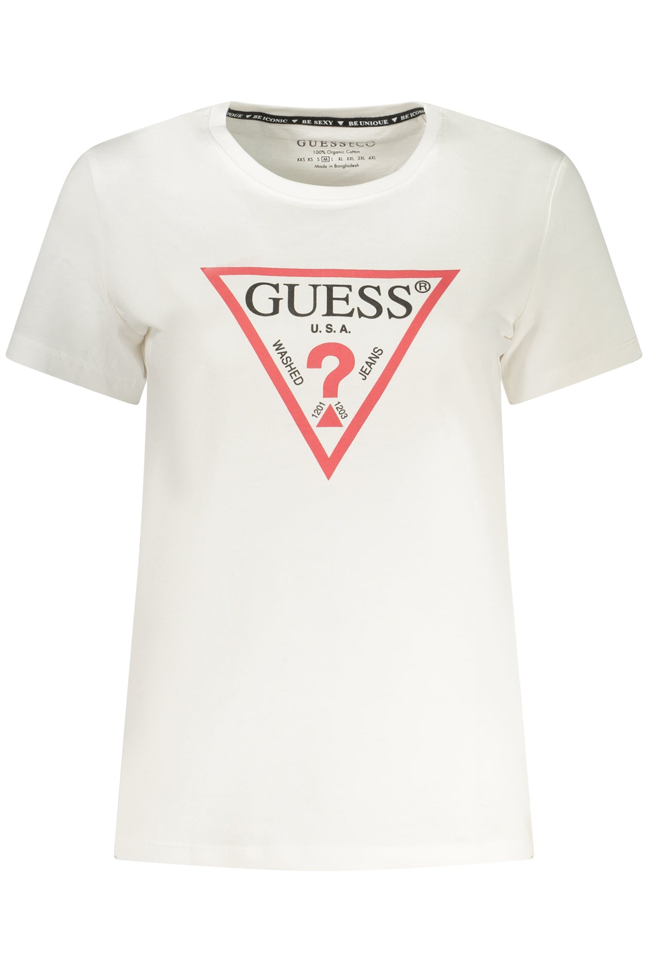 W1YI1BI3Z14_BIG011 – Bio-Baumwoll Damen T-Shirt: Kurzarm, Rundhals, Weiß mit Logo-Druck – Größe: S, M, L, XL, 2XL, XS – Farbe: Bianco