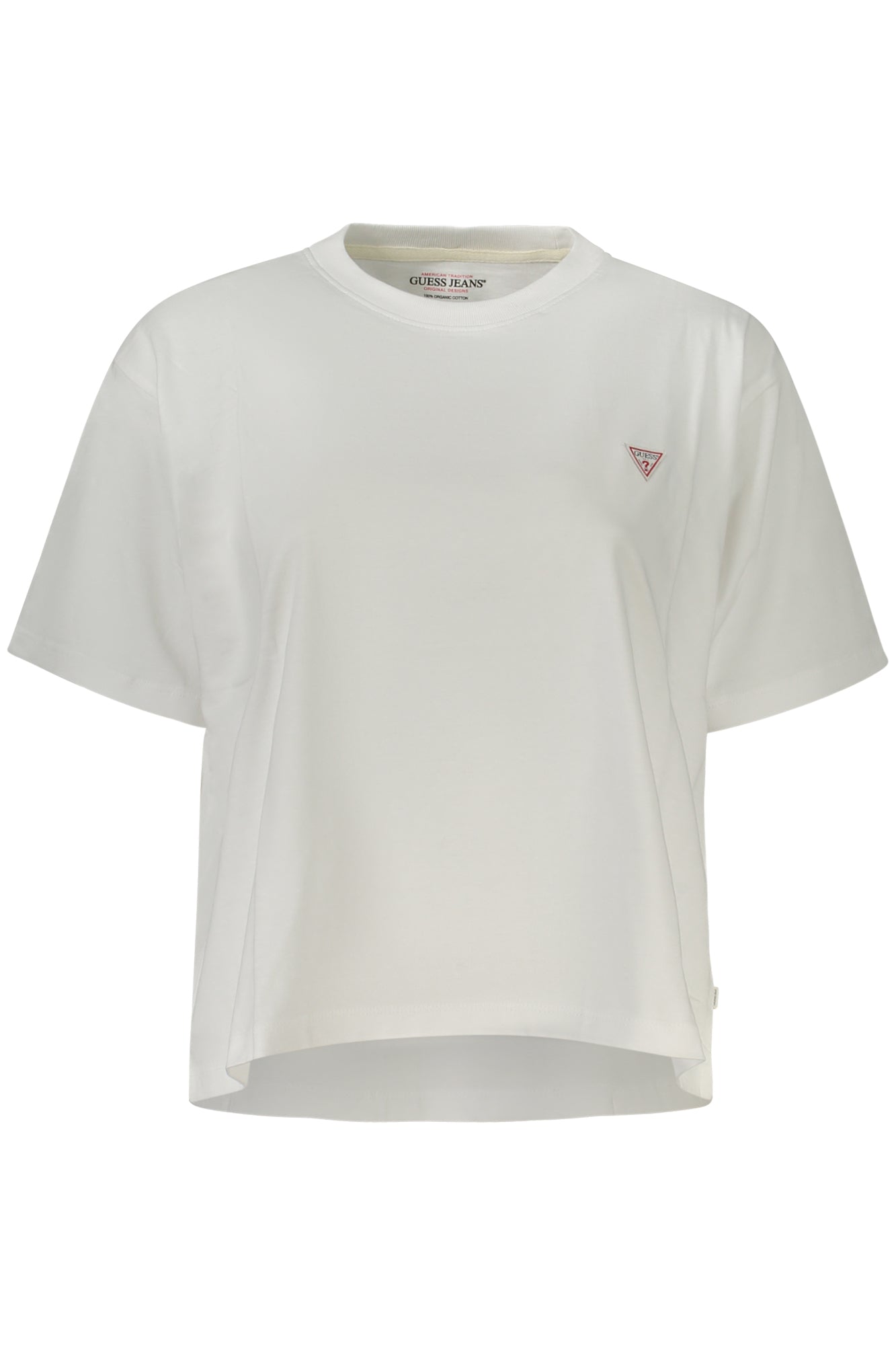 W4YI05K8HM0_BIG011 – Damen Boxy Fit T-Shirt Bio-Baumwolle Weiß mit Logo und Applikation – Größe: S, M, L, XL, 2XL – Farbe: Bianco