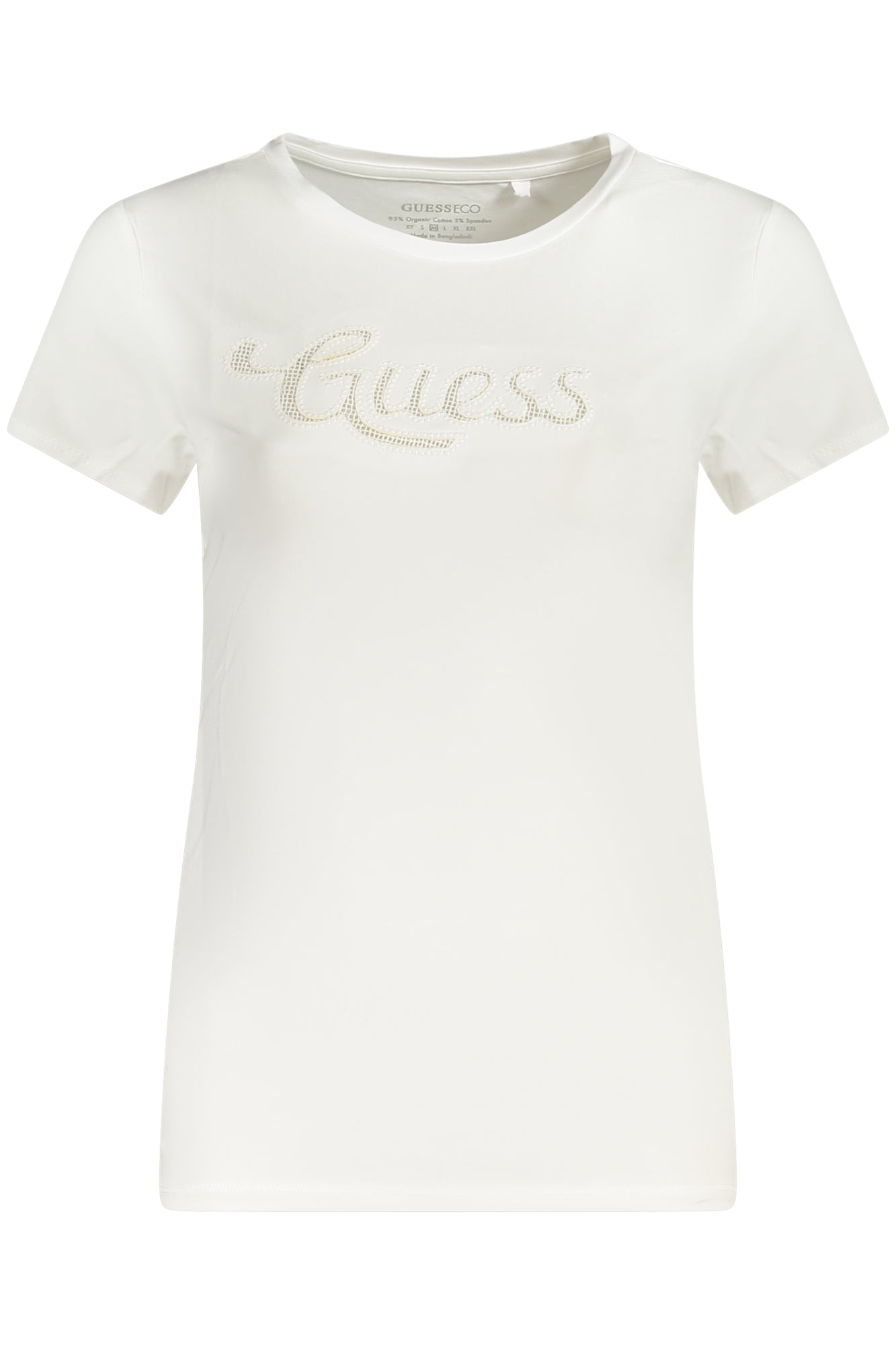 W5GI47KA0Q1_BIG011 – Weißes Damen Kurzarm T-Shirt aus Bio-Baumwolle mit Stickerei-Logo – Größe: XS, S, M, L, XL – Farbe: Bianco