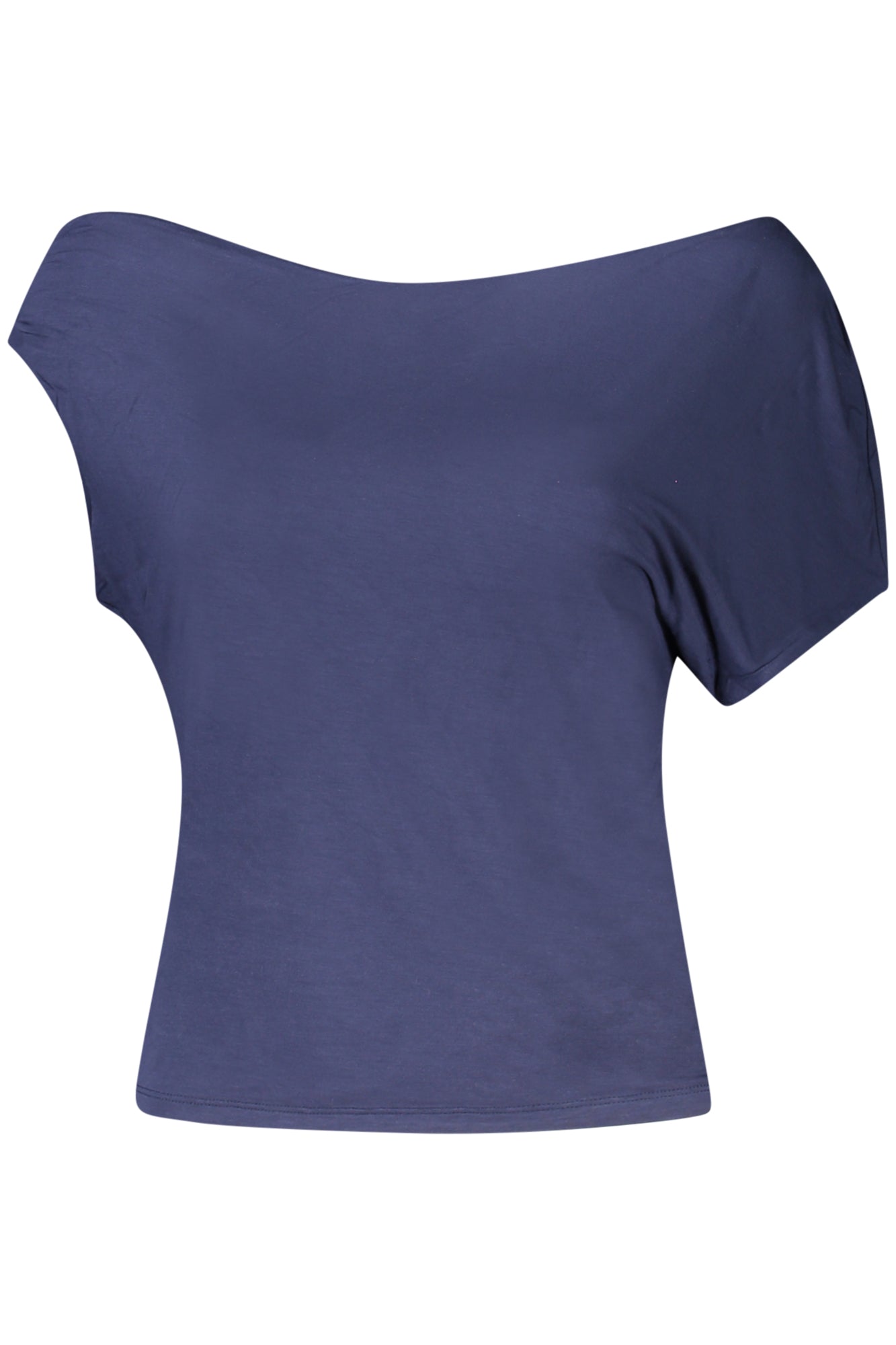 W5GP46KACM2_BLG7P1 – Blaues Damen T-Shirt mit weitem Ausschnitt und Logo - Kurzarm Design – Größe: XS, S, M, L, XL – Farbe: Blu