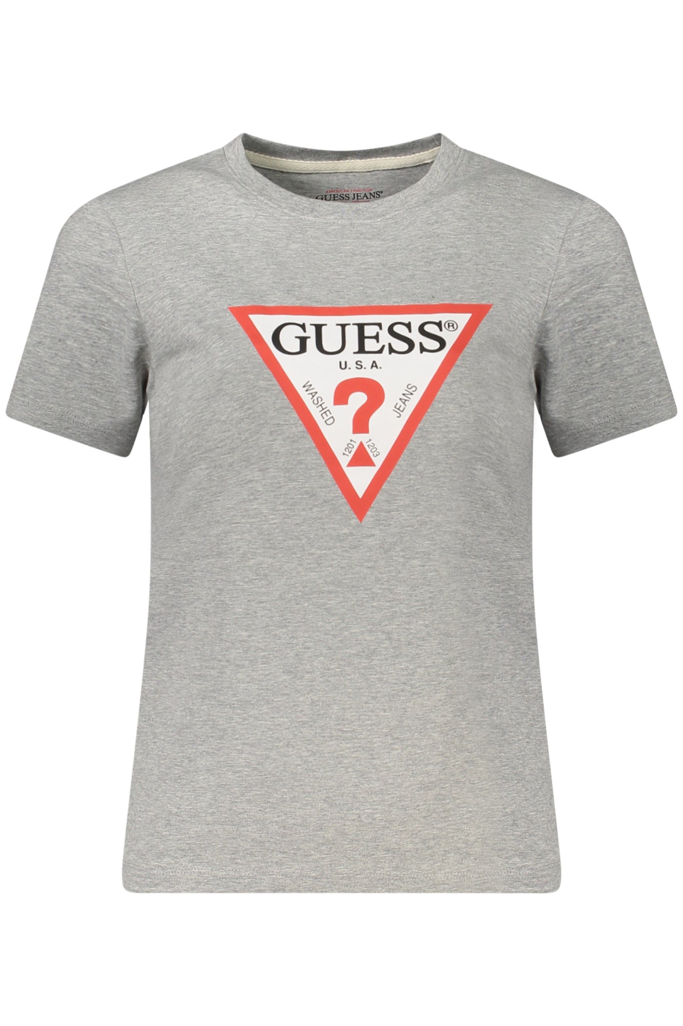 W4YI04J1314_GRH90Z – Damen Slim Fit T-Shirt Grau - Bio-Baumwolle, Rundhals, Logo-Druck – Größe: XS, S, M, L, XL – Farbe: Grigio