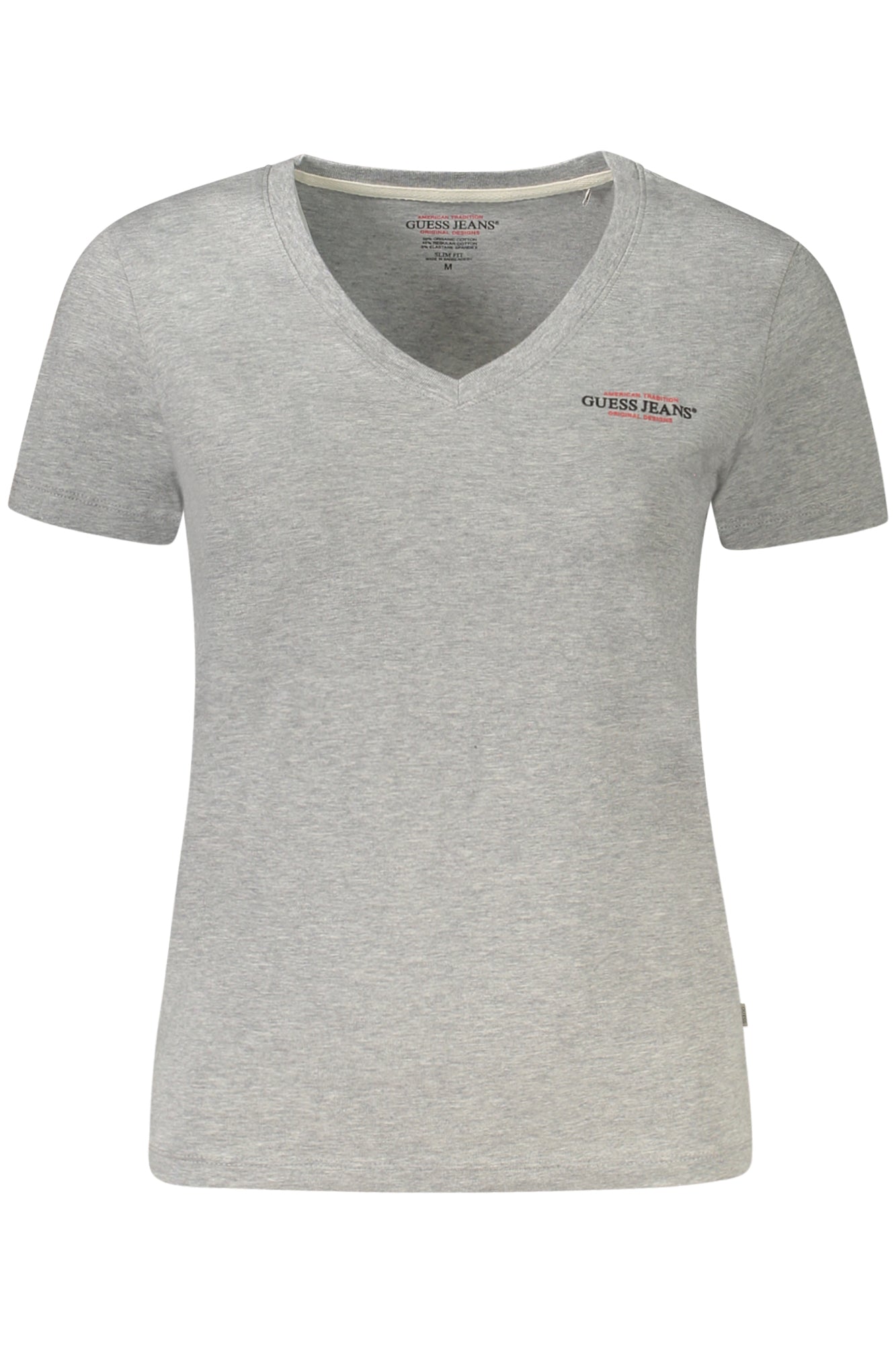 W4YI23J1314_GRH90Z – Damen T-Shirt Grau: Kurzarm, V-Ausschnitt, Bio-Baumwolle, Logo-Druck – Größe: XS, S, M, L, XL – Farbe: Grigio