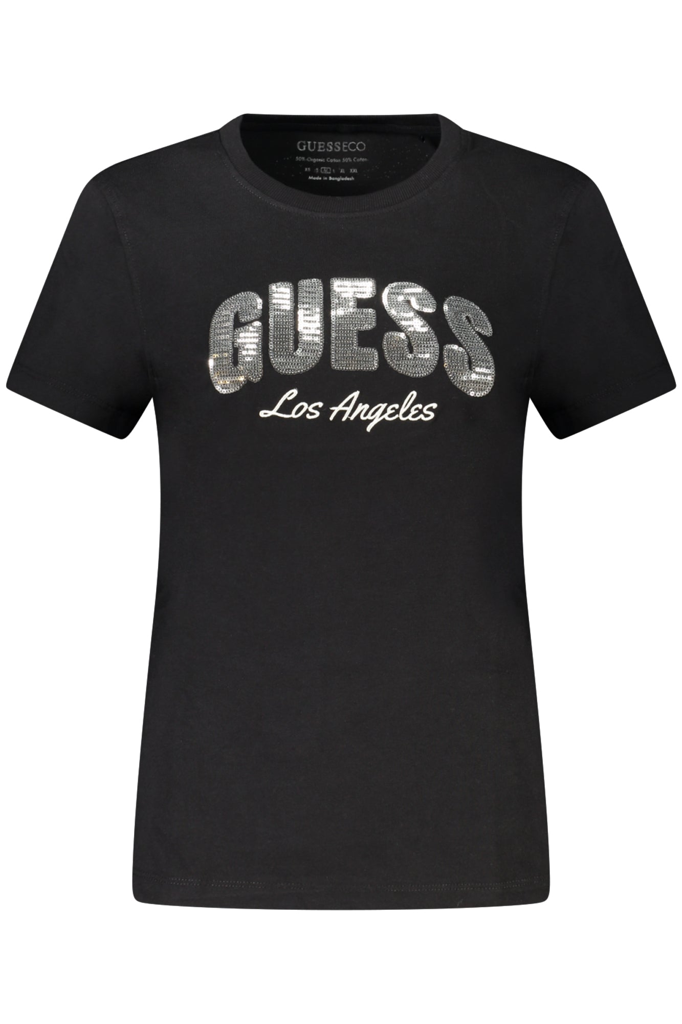 W4GI31I3Z14_NEJBLK – Damen Kurzarm T-Shirt Schwarz mit Stickerei und Pailletten-Details – Größe: XS, S – Farbe: Nero