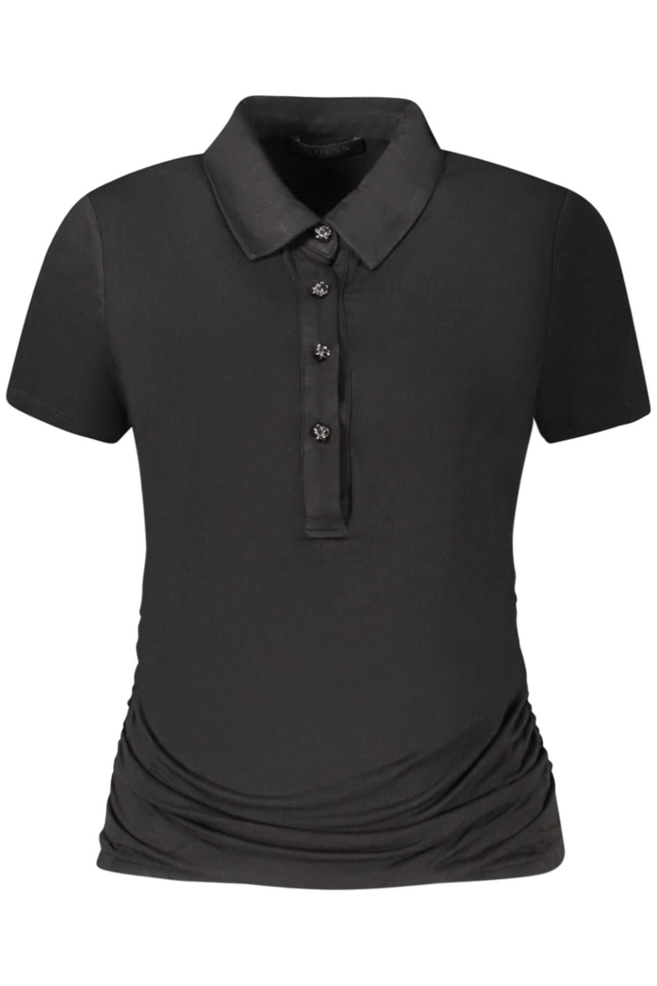 W5GP33KC1J2_NEJBLK – Damen Kurzarm T-Shirt Schwarz mit Knöpfen & Logo-Akzenten – Größe: XS, S, M – Farbe: Nero