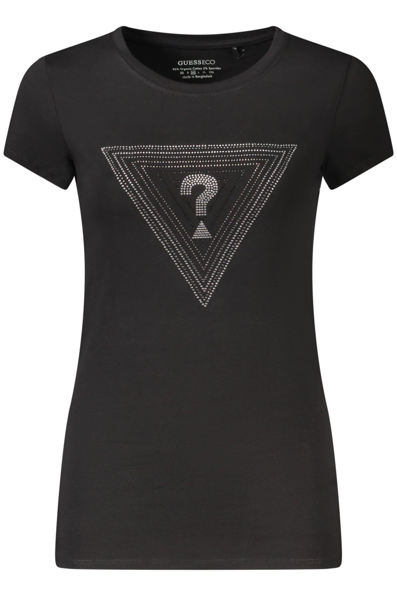 W5GI43KA0Q1_NEJBLK – Damen Kurzarm T-Shirt mit Strass - Bio-Baumwolle, Schwarz – Größe: XS, S, L, XL – Farbe: Nero
