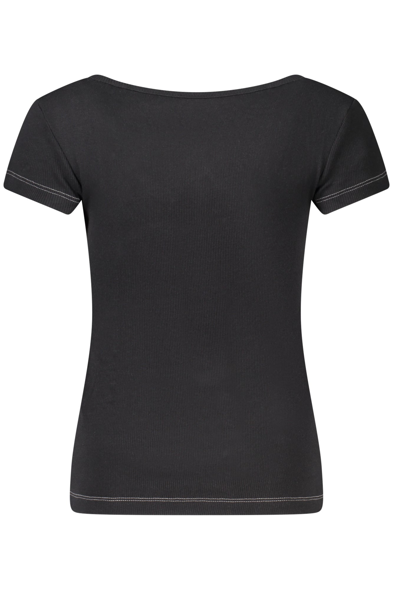 W4RP47K1814_NEJBLK – Damen Schwarz Kurzarmshirt aus Bio-Baumwolle mit V-Ausschnitt. – Größe: XS, M, L, S – Farbe: Nero