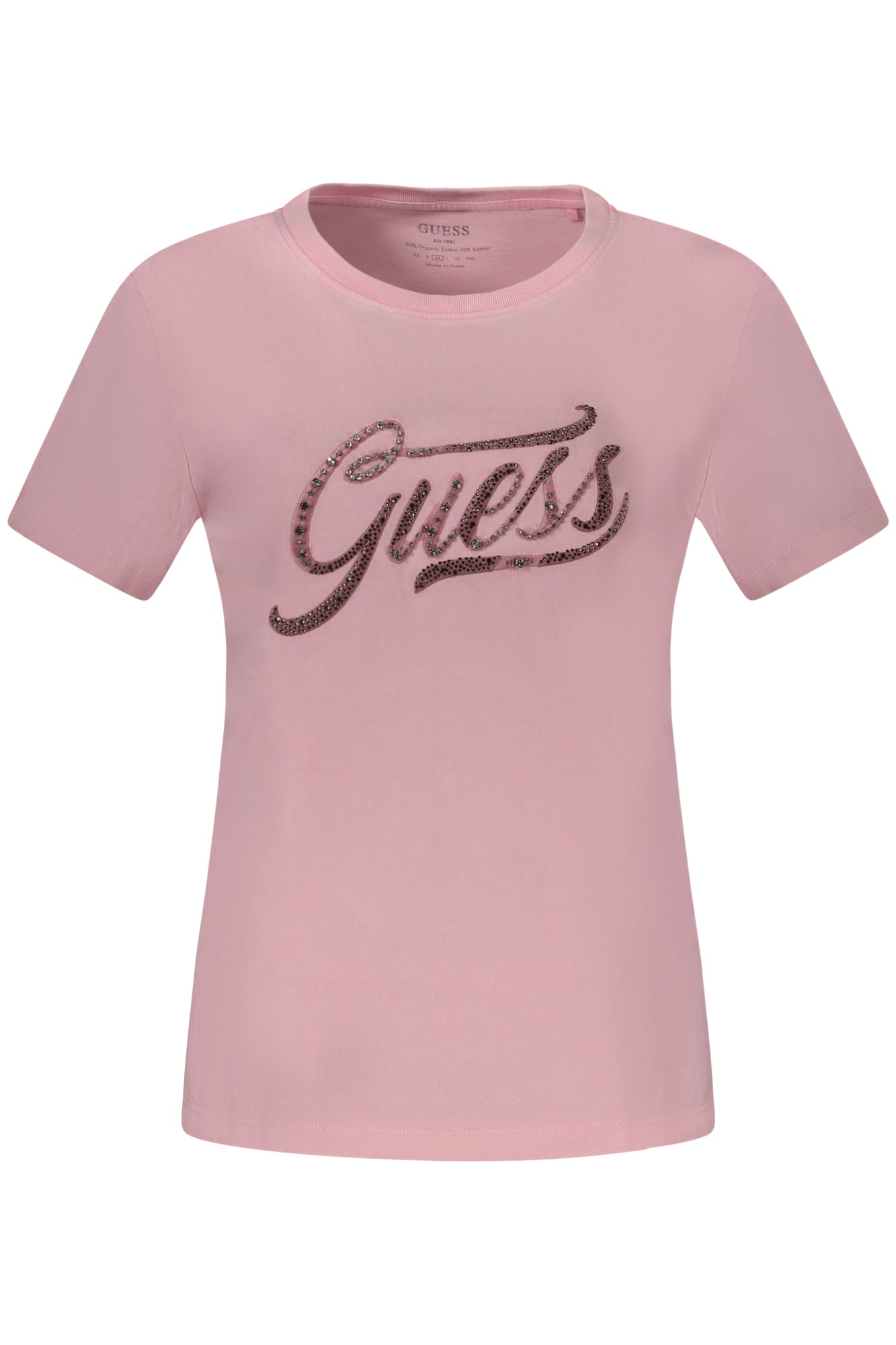W4RI52I3Z14_RSF68T – Rosa Damen T-Shirt mit Strass & Stickerei aus Bio-Baumwolle – Größe: XS, S, M, L – Farbe: Rosa