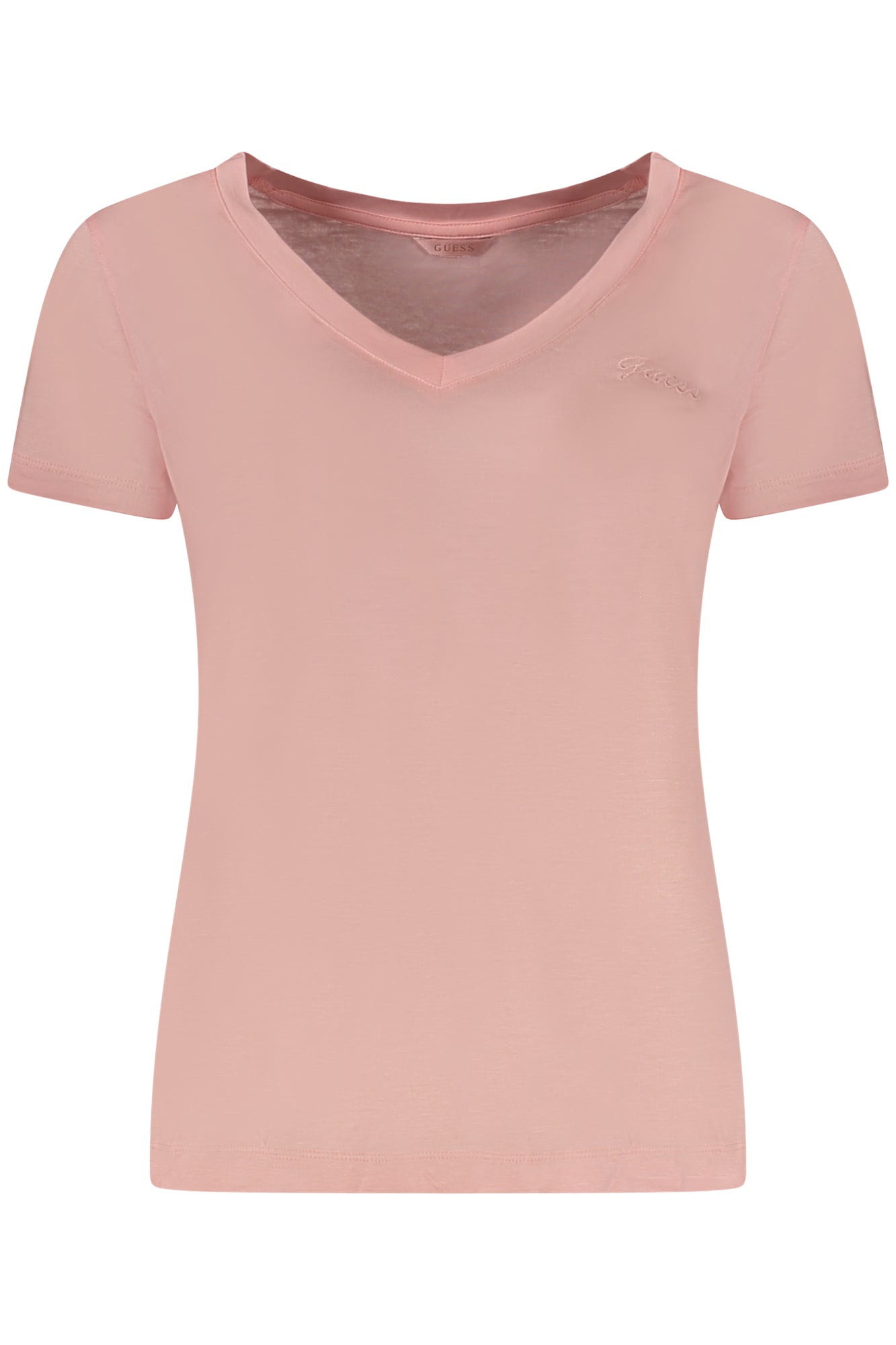 W5GP31KCSX2_RSG6J3 – Rosa Damen T-Shirt mit V-Ausschnitt und Stickerei - Eleganz Pur – Größe: XS, S, M, L, XL – Farbe: Rosa