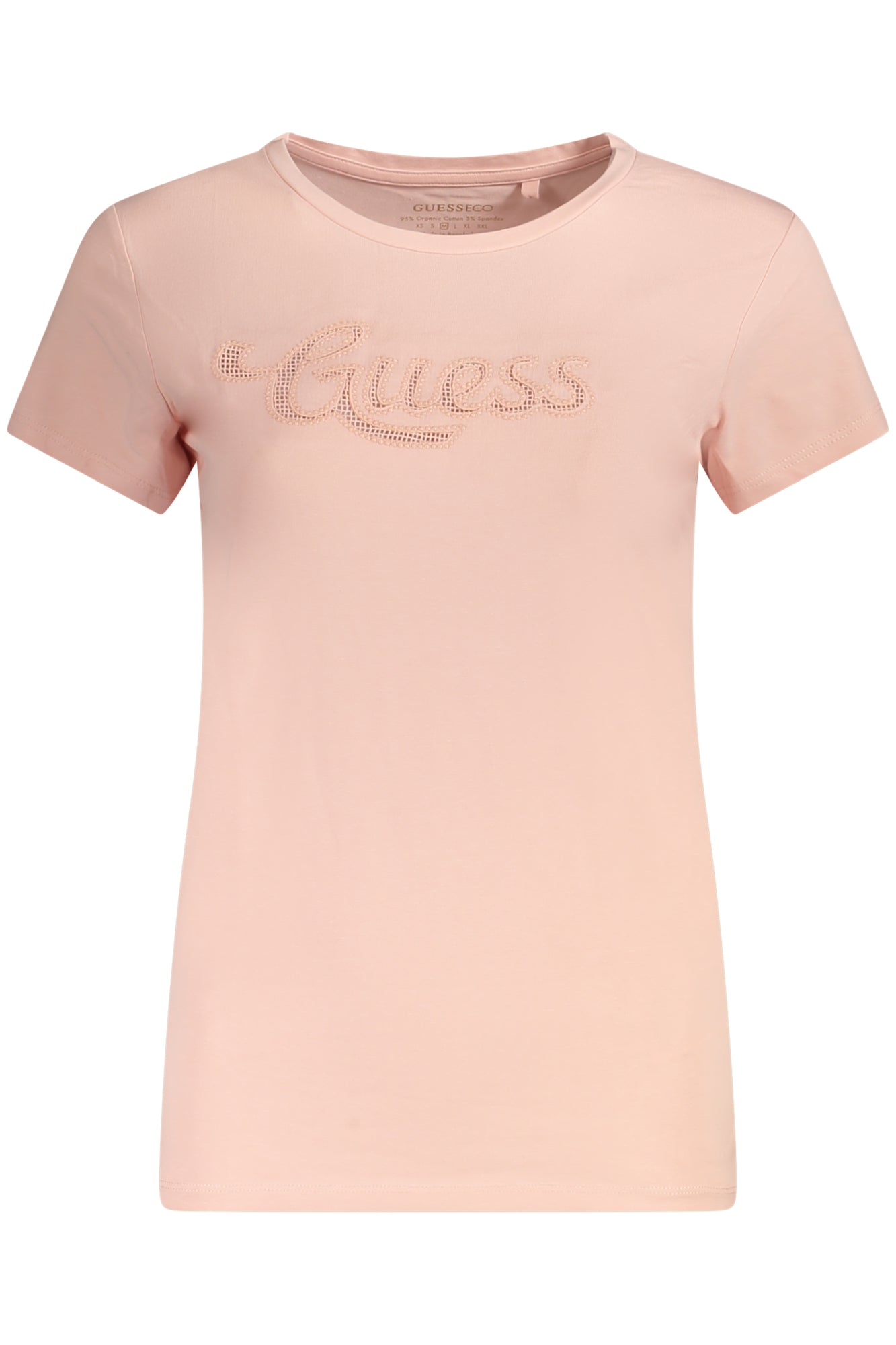 W5GI47KA0Q1_RSG6J3 – Damen Rosa T-Shirt aus Bio-Baumwolle mit Stickerei & Logo – Größe: XS, S, M, L, XL – Farbe: Rosa