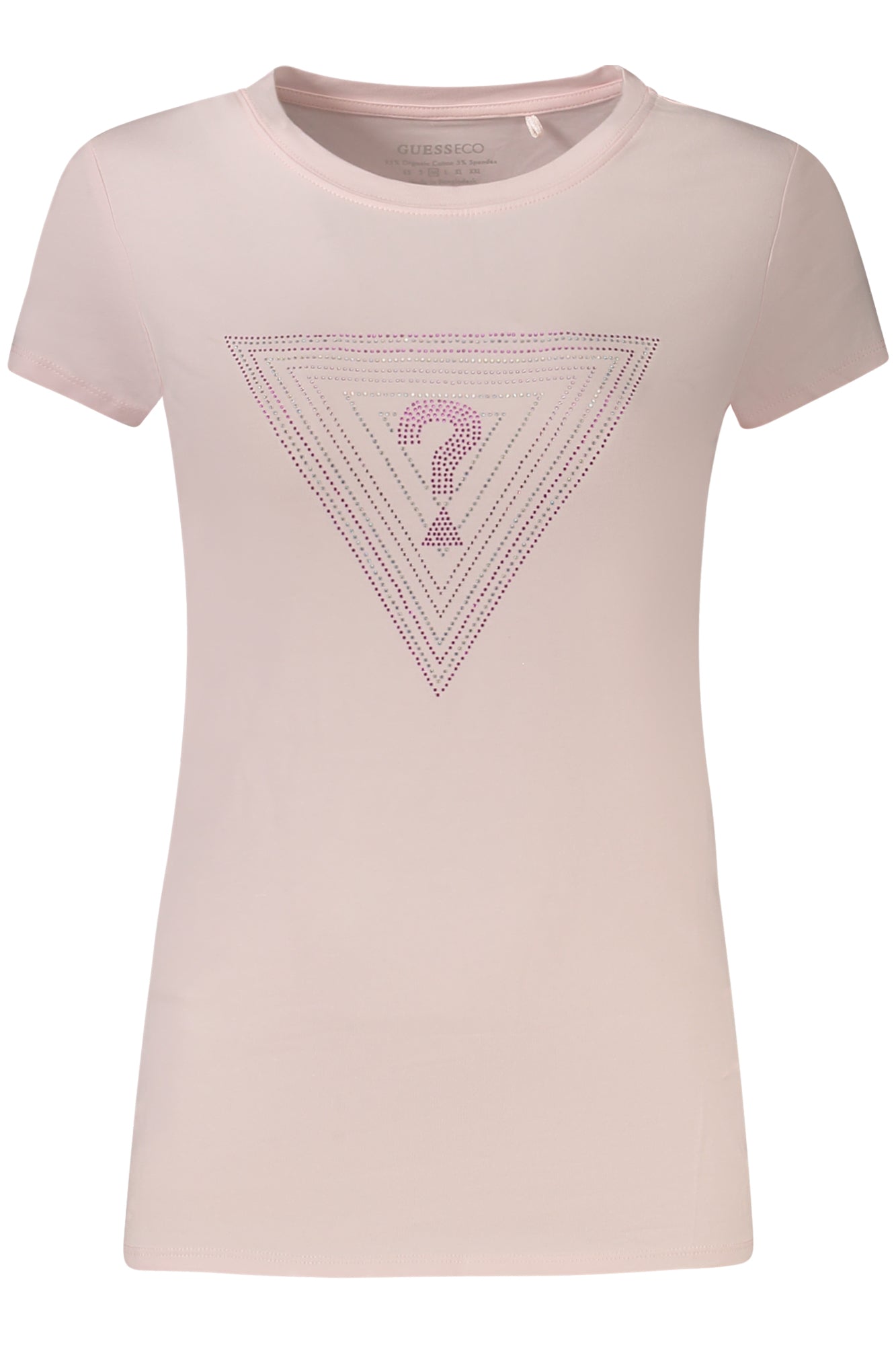 W5GI43KA0Q1_RSA60W – Damen T-Shirt Rosa aus Bio-Baumwolle mit Strass & Logo – Größe: XS, S, M, XL – Farbe: Rosa
