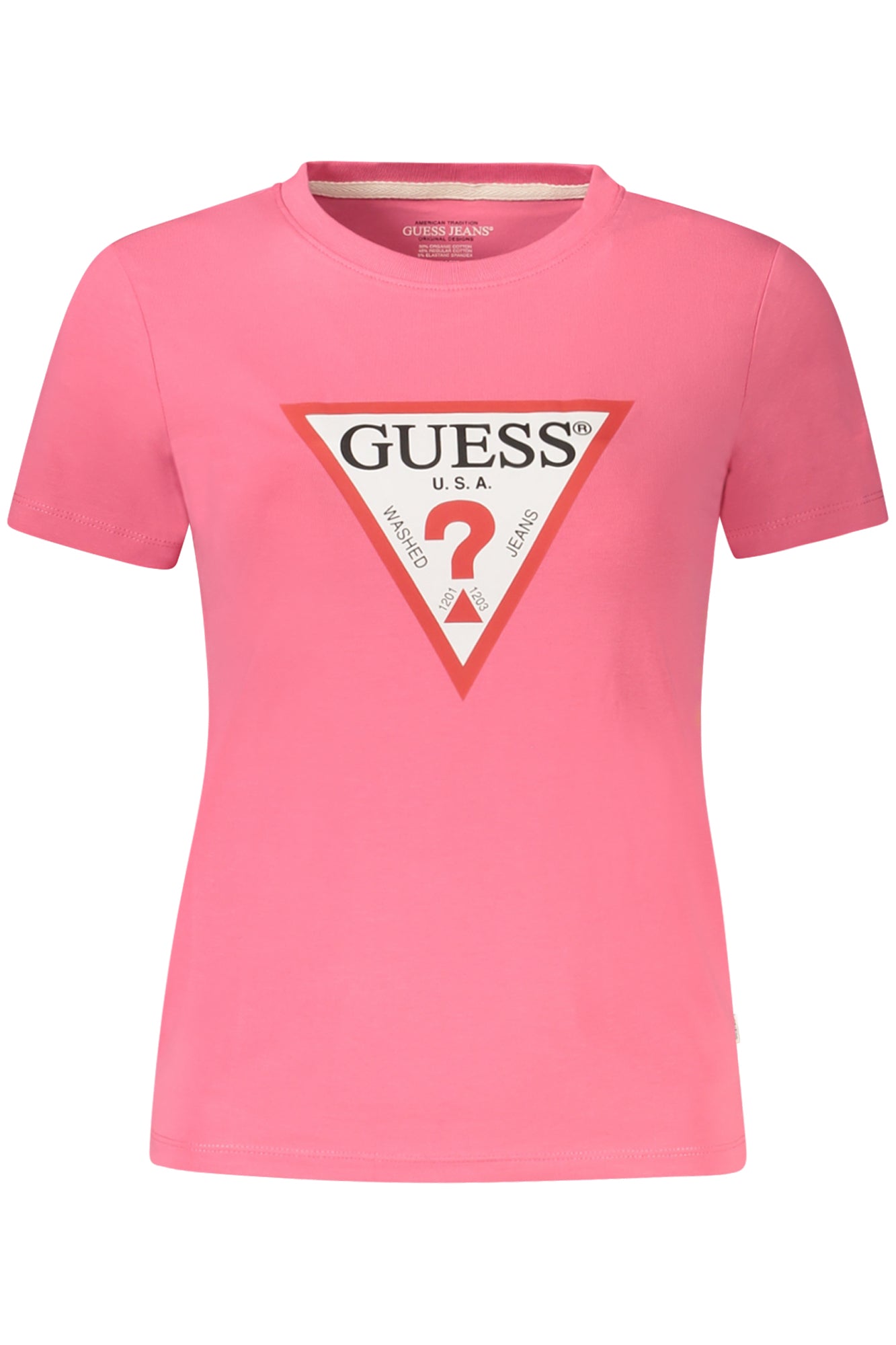 W4YI04J1314_RSA619 – Rosa Damen T-Shirt: Bio-Baumwolle, Slim Fit, Logo-Print, Kurzarm – Größe: S, M, L, XL, 2XL – Farbe: Rosa