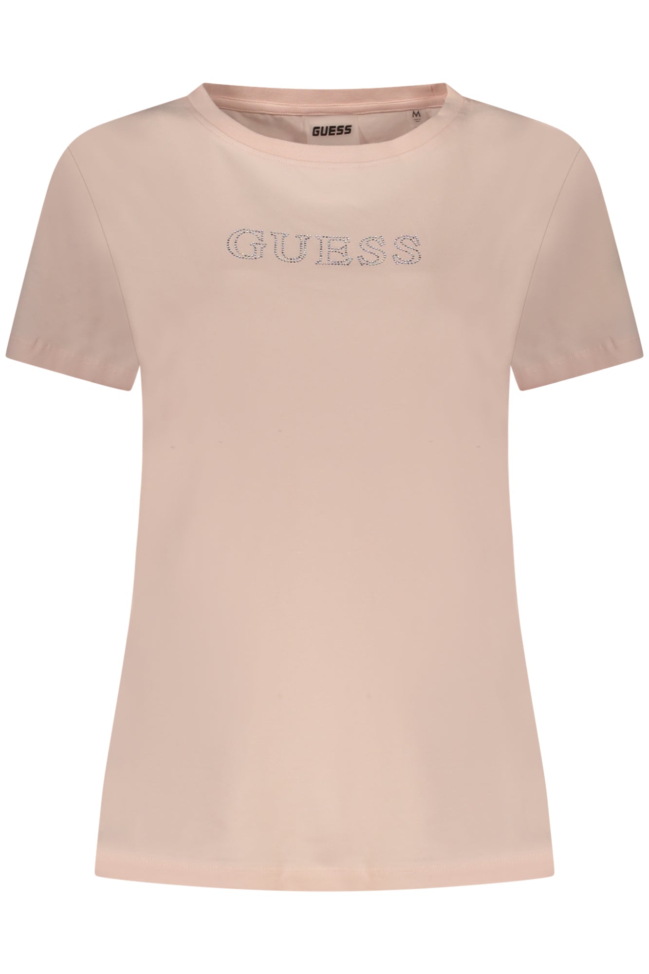 V3BI11J1314_RSG63M – Damen Rosa Kurzarm-T-Shirt mit Strass & Bio-Baumwolle Rundhals – Größe: 2XS, XS, S, M, L, XL – Farbe: Rosa
