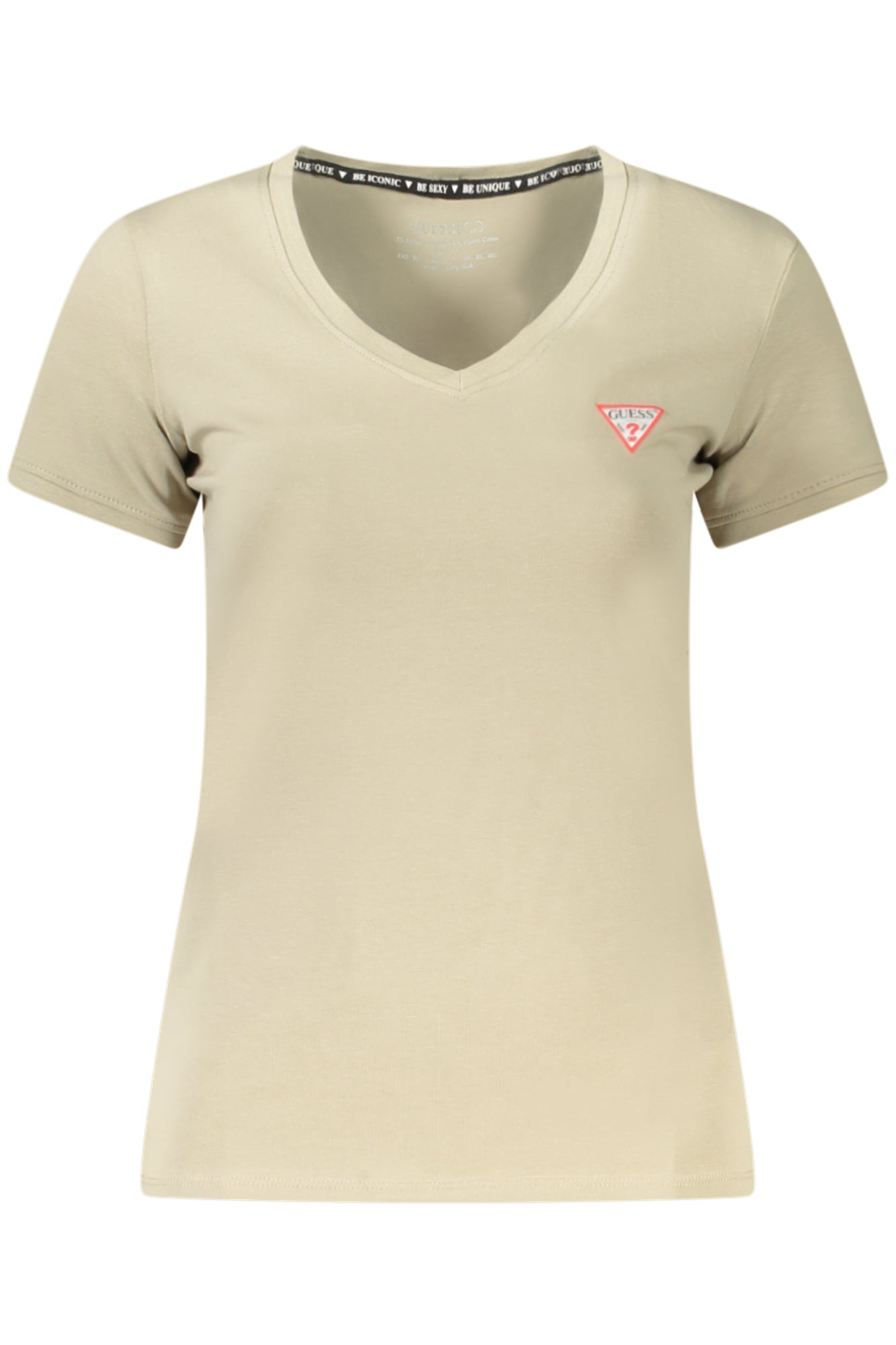 W2YI45J1314_VEG8CJ – Damen T-Shirt Grün V-Ausschnitt Bio-Baumwolle mit Applikation – Größe: S, M, L – Farbe: Verde