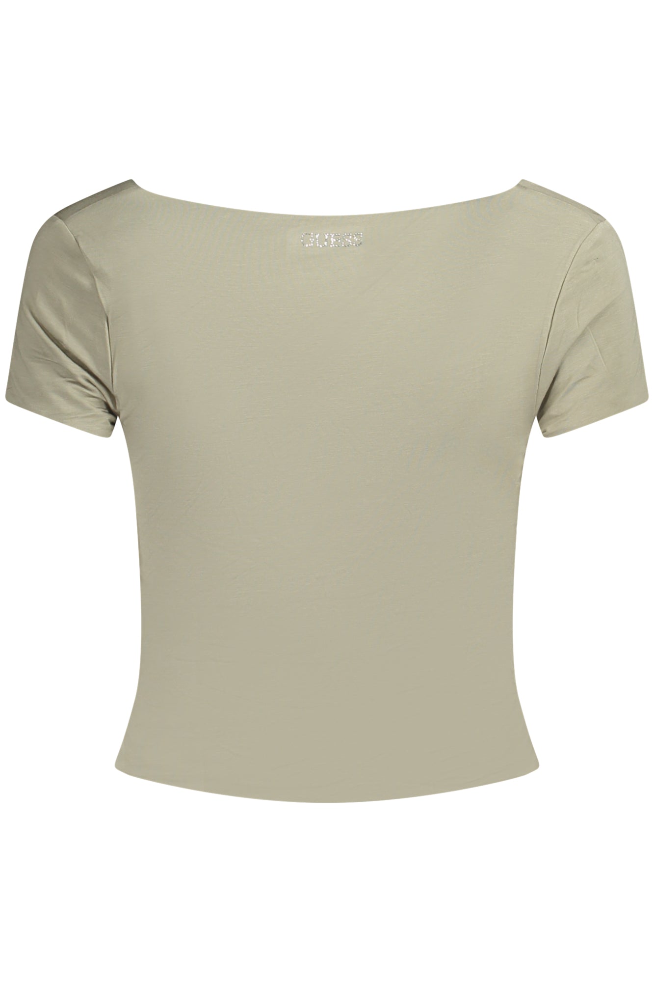 W5GP15KACM2_VEG8CJ – Damen T-Shirt Grün mit Herzausschnitt und Kontrastdetails – Größe: XS, S, M, L – Farbe: Verde