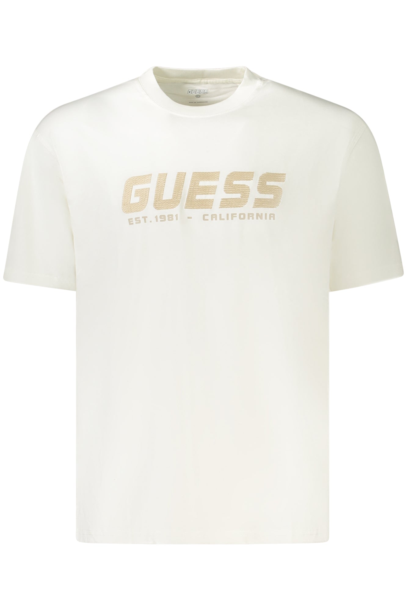 Z5RI10I3Z14_BEG018 – Beiges Herren T-Shirt: Kurzarm, Rundhals, Stickerei & Druck – Größe: XS, S, M, L, XL, 2XL – Farbe: Beige