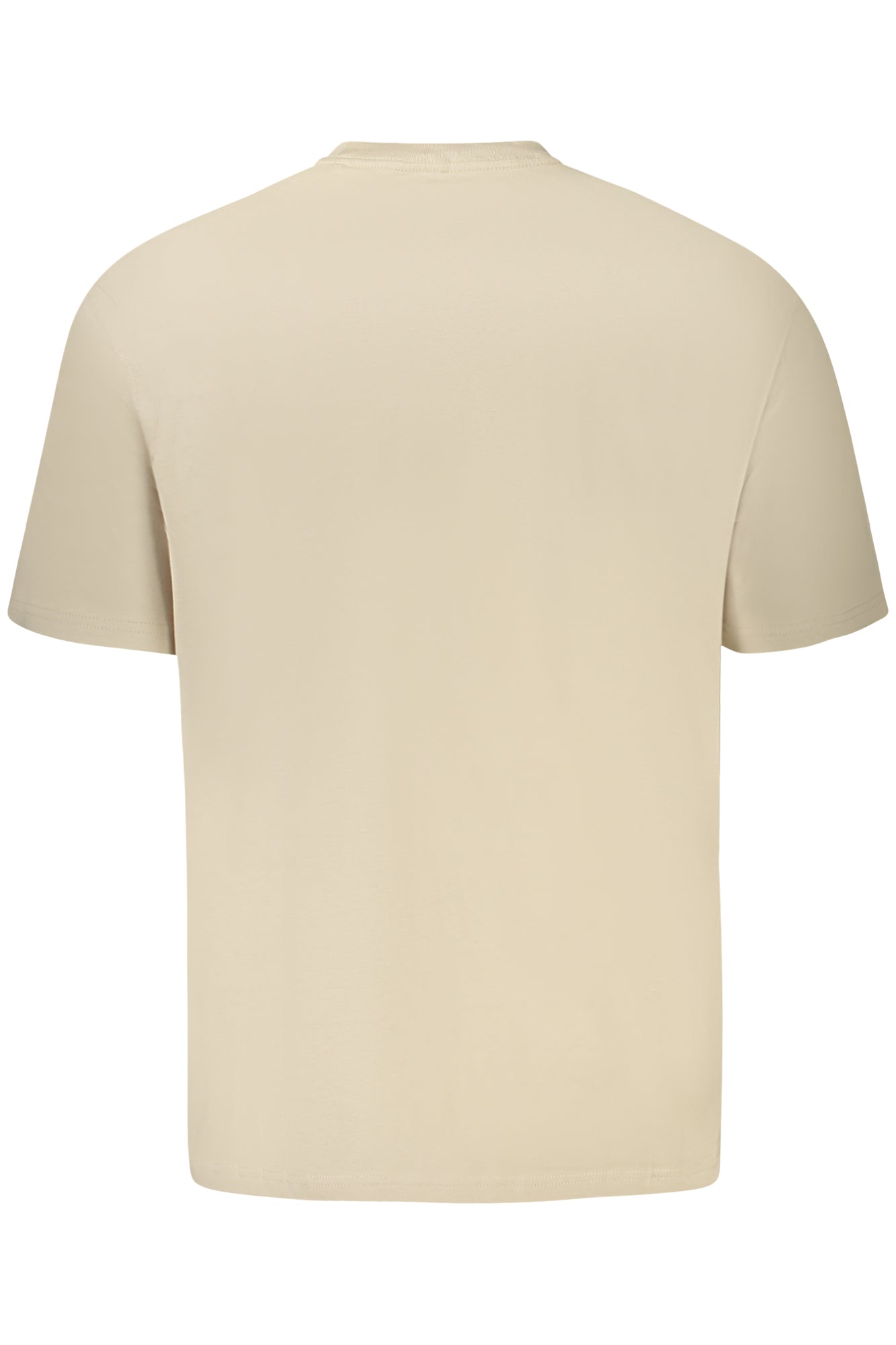Z5RI10I3Z14_BEG9D0 – Beiges Herren-T-Shirt: Kurzarm, Rundhals, Stickerei & Druck-Design – Größe: XS, S, M, L, XL, 2XL – Farbe: Beige