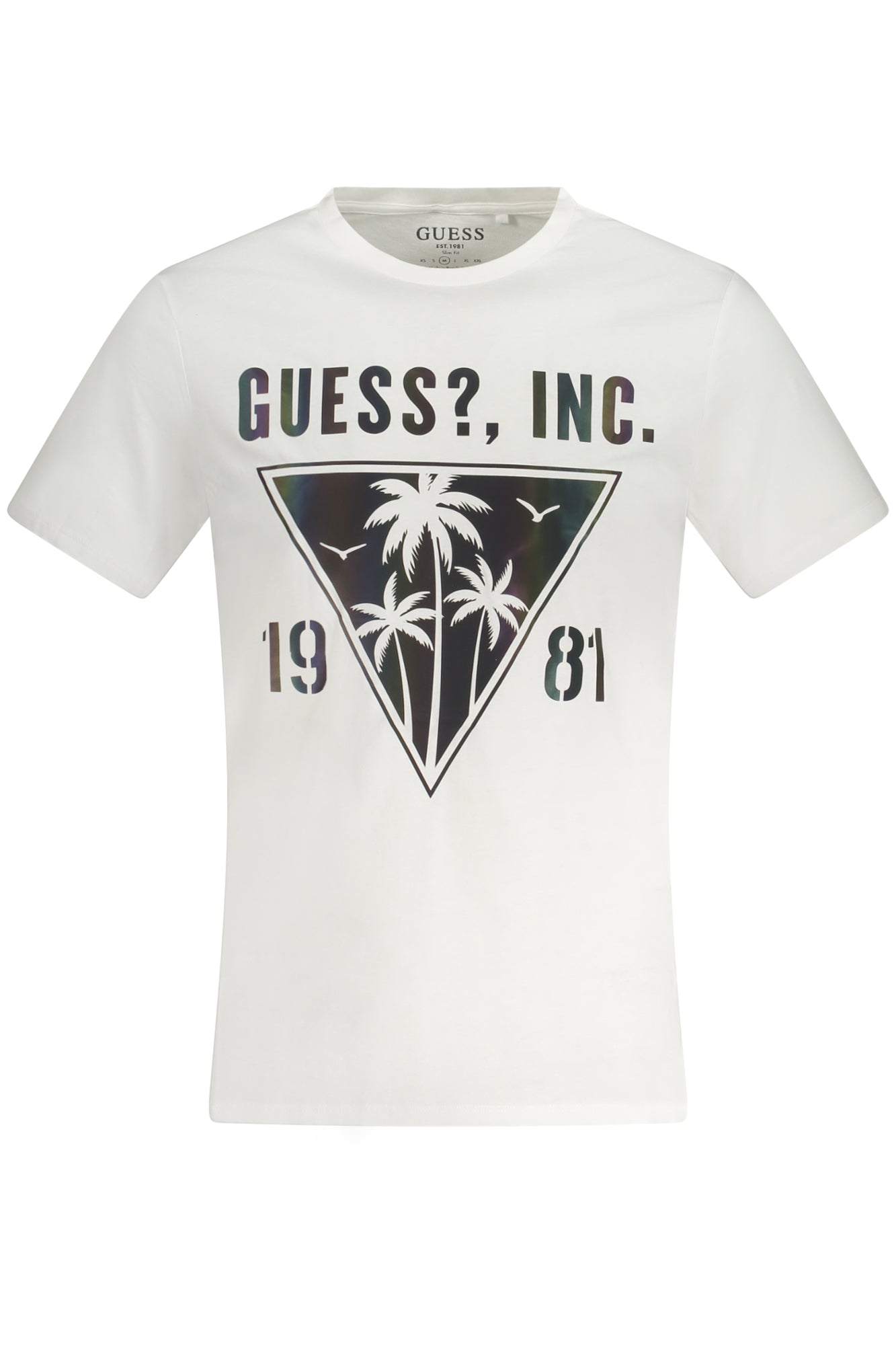 M4GI47K9RM1_BIG011 – Herren Slim Fit T-Shirt Weiß mit Iridierendem Druck und Logo – Größe: S, M, L, XL – Farbe: Bianco