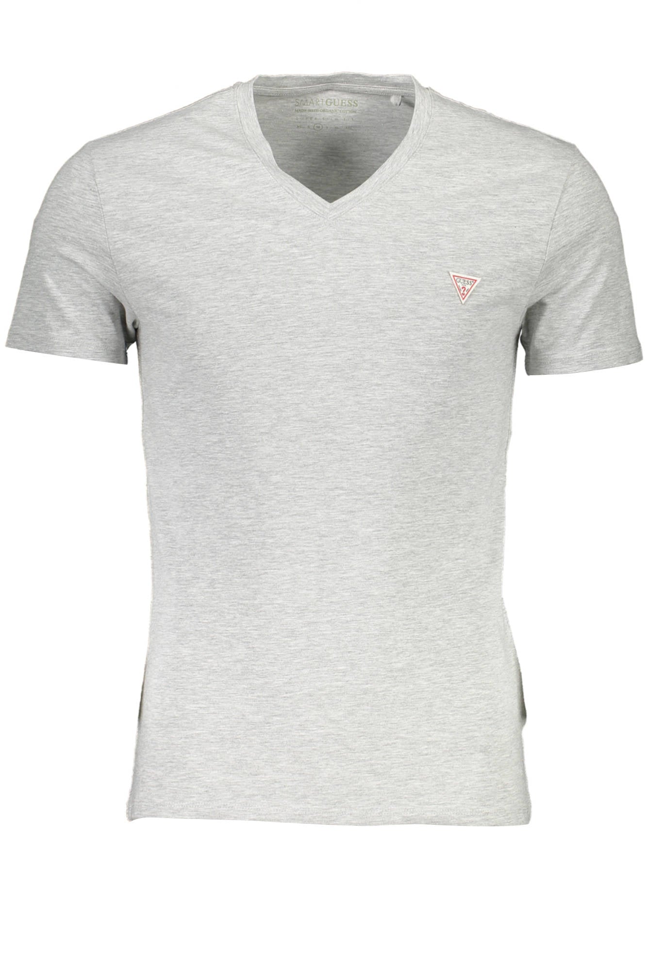 M1RI32J1311_GRIGIO_LHY – Graues Herren T-Shirt Slim Fit mit V-Ausschnitt und Logo-Applikation – Größe: L, XL, 2XL – Farbe: Grigio