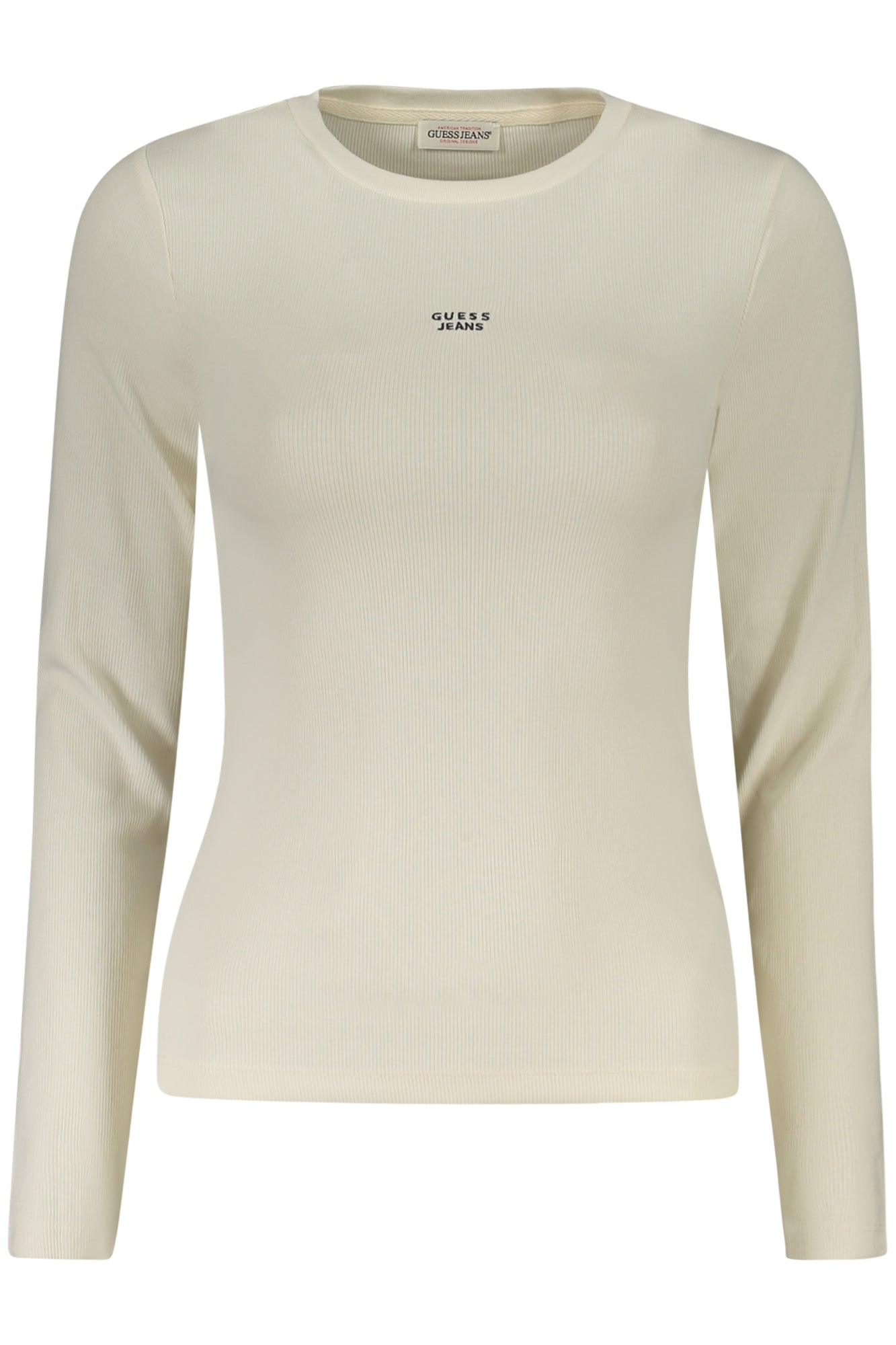W5BP01KA0H1_BIG053 – Weißes Damen Langarmshirt mit Stickerei und weitem Ausschnitt – Größe: S, M, L, XL, 2XL – Farbe: Bianco