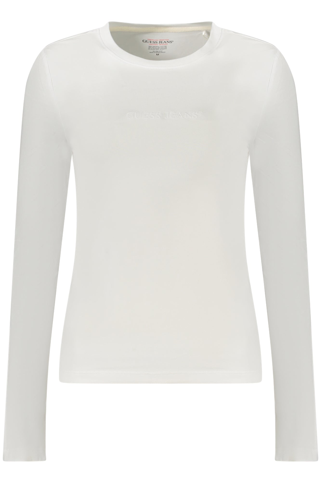 W4YI22J1314_BIG011 – Elegantes Damen-Langarmshirt aus Bio-Baumwolle mit Stickerei-Logo – Größe: XS, S, M, L – Farbe: Bianco