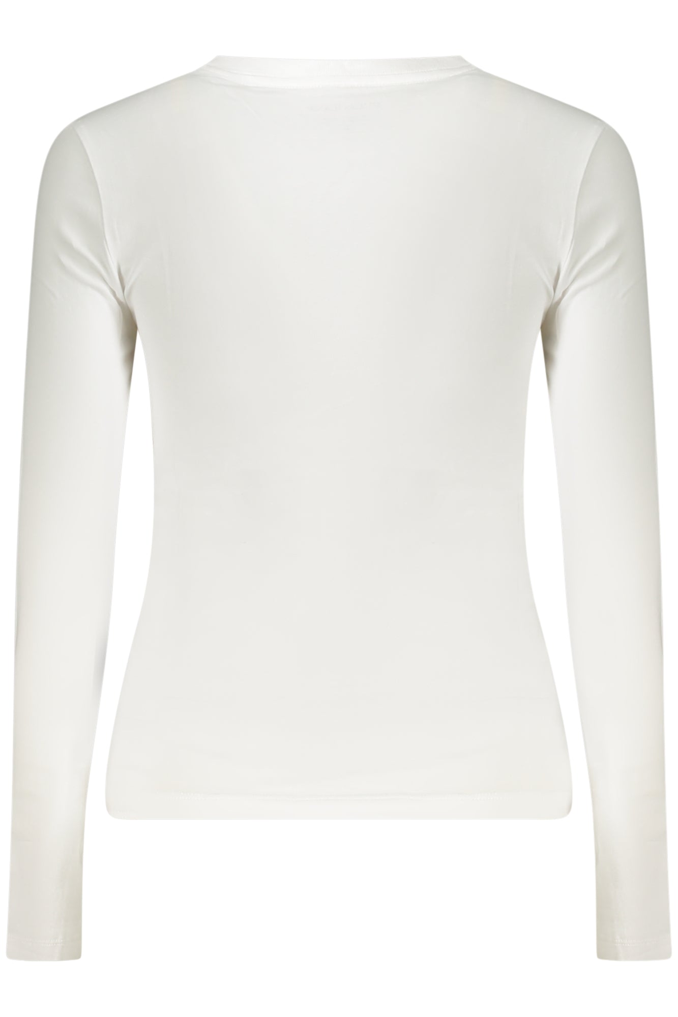 W4YI21J1314_BIG011 – Damen Langarmshirt Weiß - Slim Fit, V-Ausschnitt, Bio-Baumwolle – Größe: S, M, L, XL, 2XL – Farbe: Bianco
