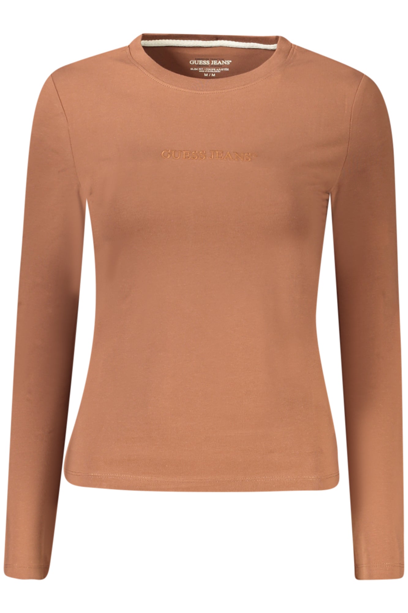 W4YI22J1314_MAA10W – Damen Langarmshirt Braun mit Stickerei – Nachhaltige Bio-Baumwolle – Größe: S, M, L, XL, 2XL – Farbe: Marrone