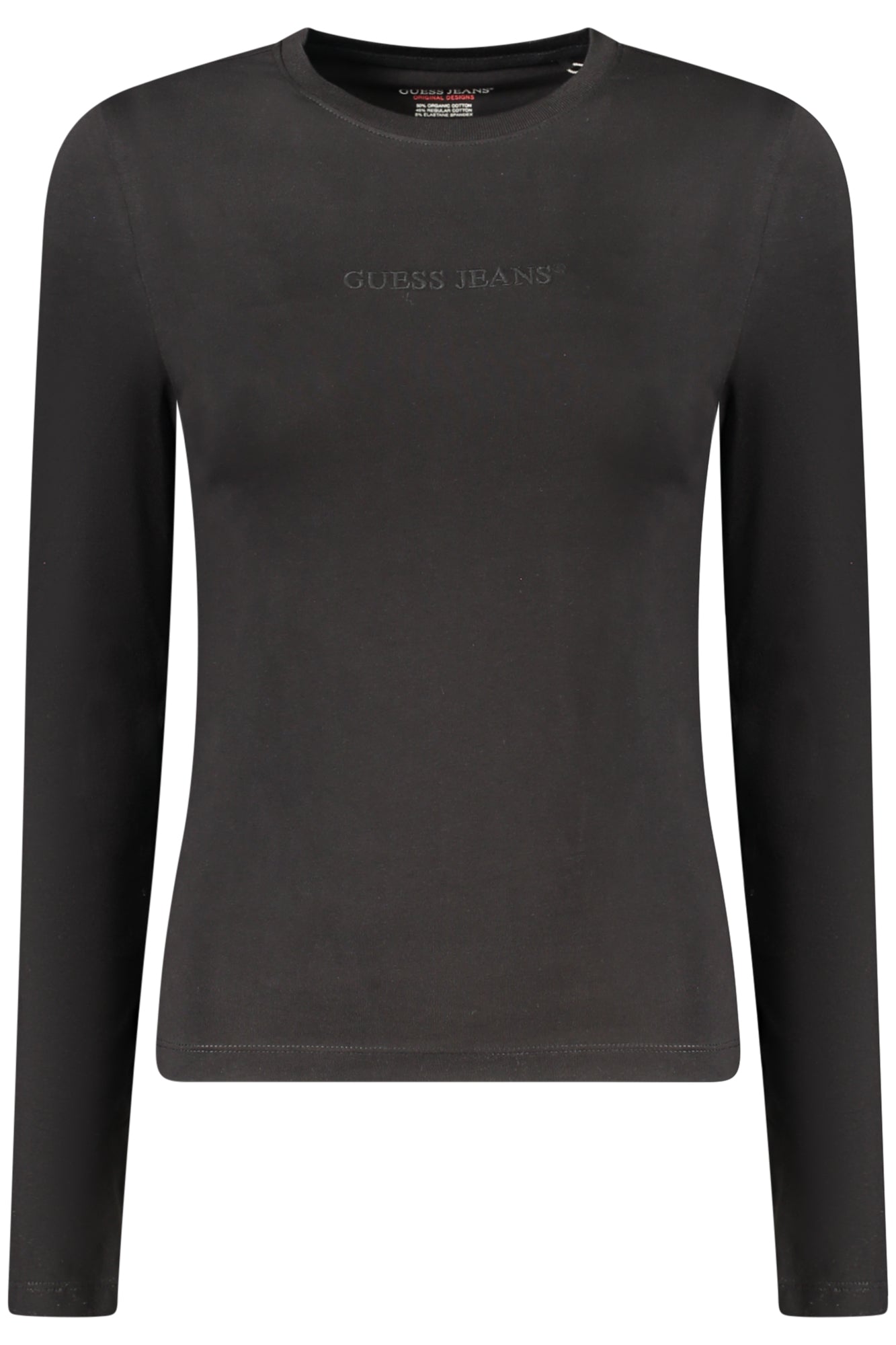 W4YI22J1314_NEJBLK – Schwarzes Damen Langarmshirt aus Bio-Baumwolle mit Stickerei-Design – Größe: XS, S, M, L – Farbe: Nero