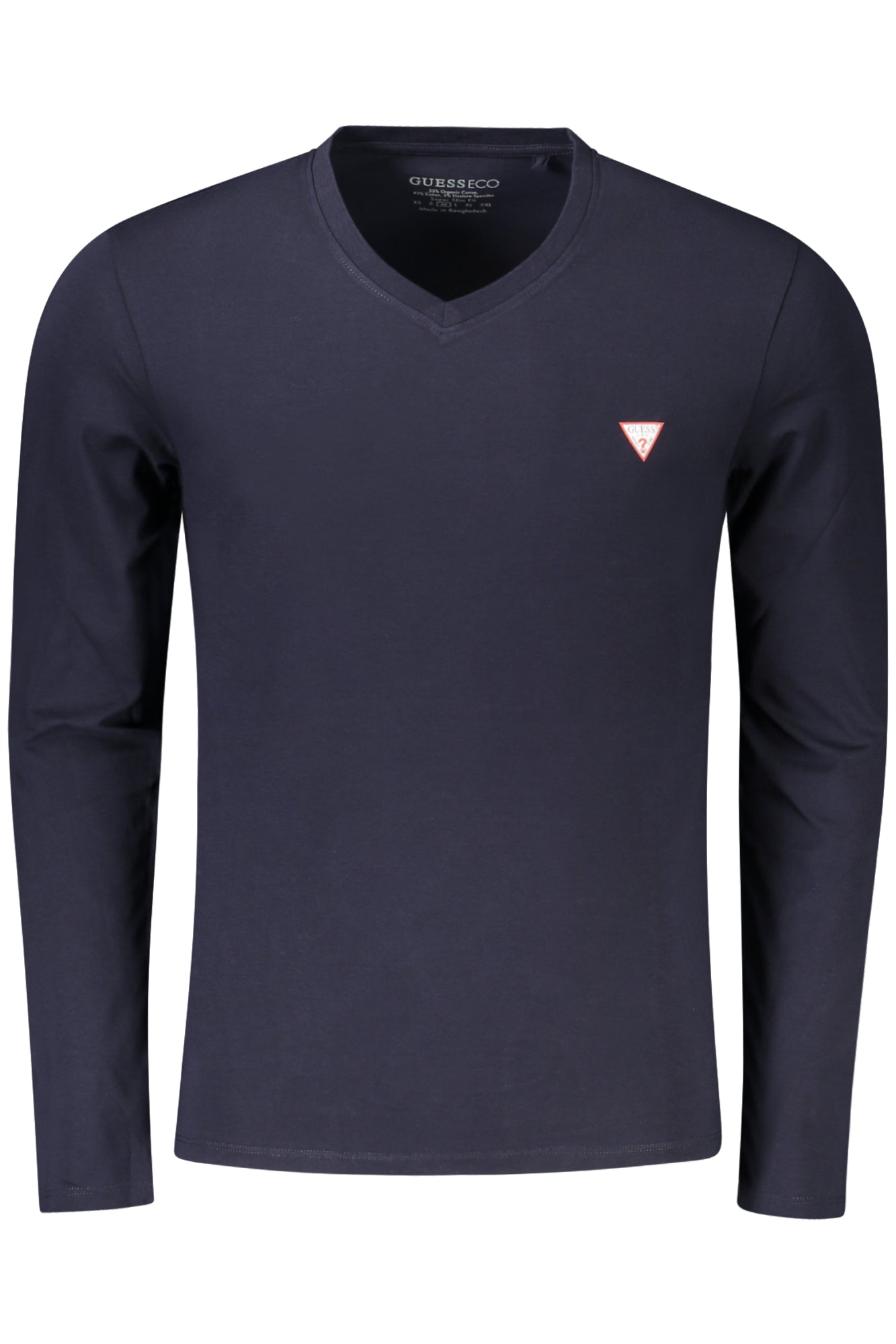 M2YI08J1314_BLG7V2 – Herren Langarmshirt Blau: Slim Fit, V-Ausschnitt, Bio-Baumwolle – Größe: S, M, L, XL, 2XL – Farbe: Blu