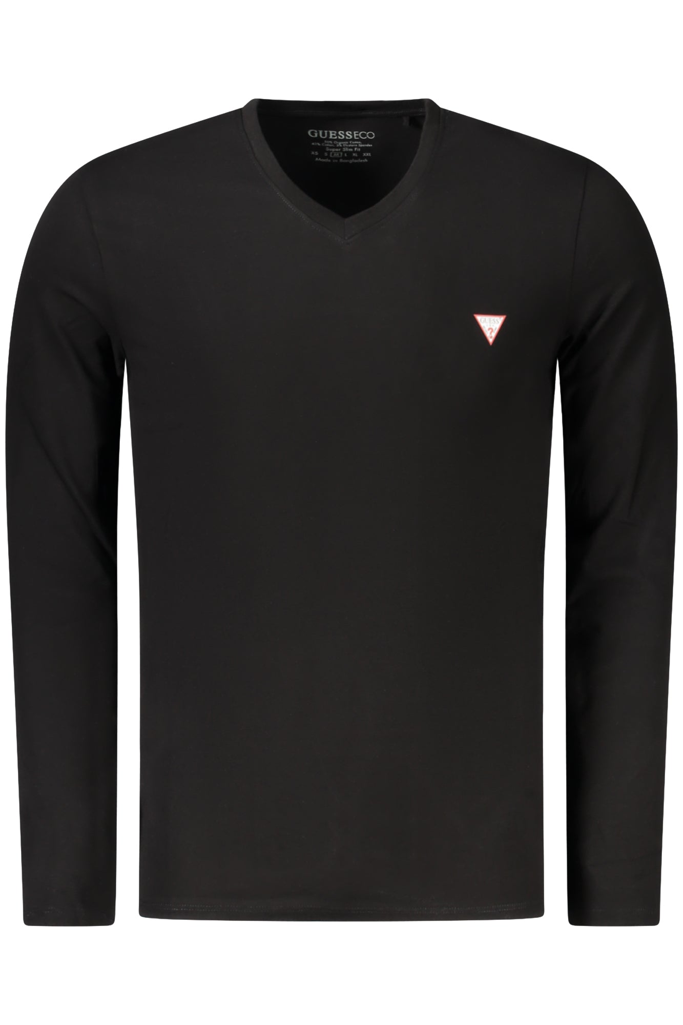 M2YI08J1314_NEJBLK – Herren Langarmshirt Schwarz – Super Slim Fit, Bio-Baumwolle, V-Ausschnitt – Größe: S, M, L, XL, 2XL – Farbe: Nero