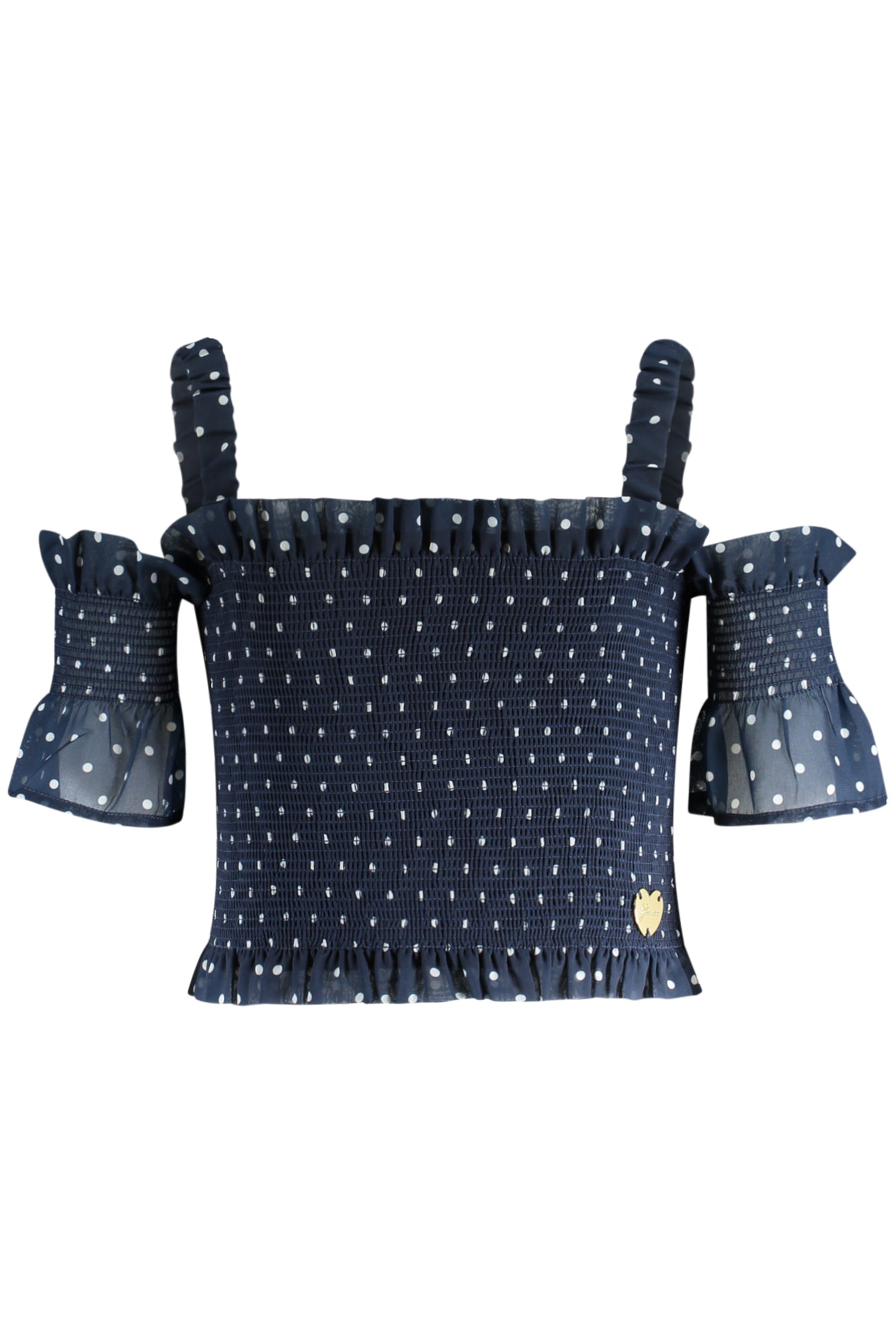 J4GH01WA2T0_BLPU10 – Elastisches Mädchen Punkte-Top mit Trägern & Ärmeln in Blau – Größe: 16A, 14A, 8A, 10A, 12A – Farbe: Blu