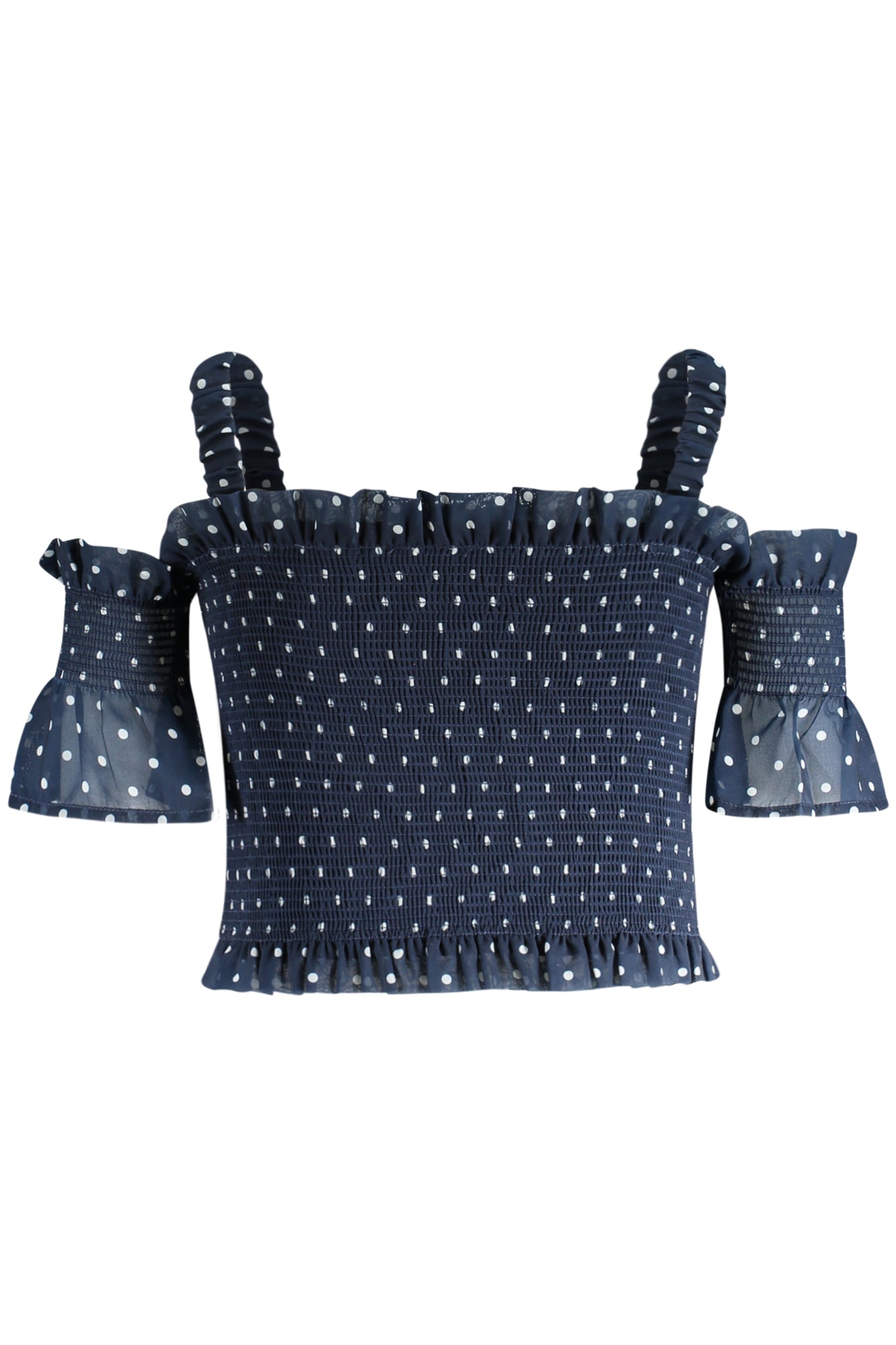 J4GH01WA2T0_BLPU10 – Elastisches Mädchen Punkte-Top mit Trägern & Ärmeln in Blau – Größe: 16A, 14A, 8A, 10A, 12A – Farbe: Blu