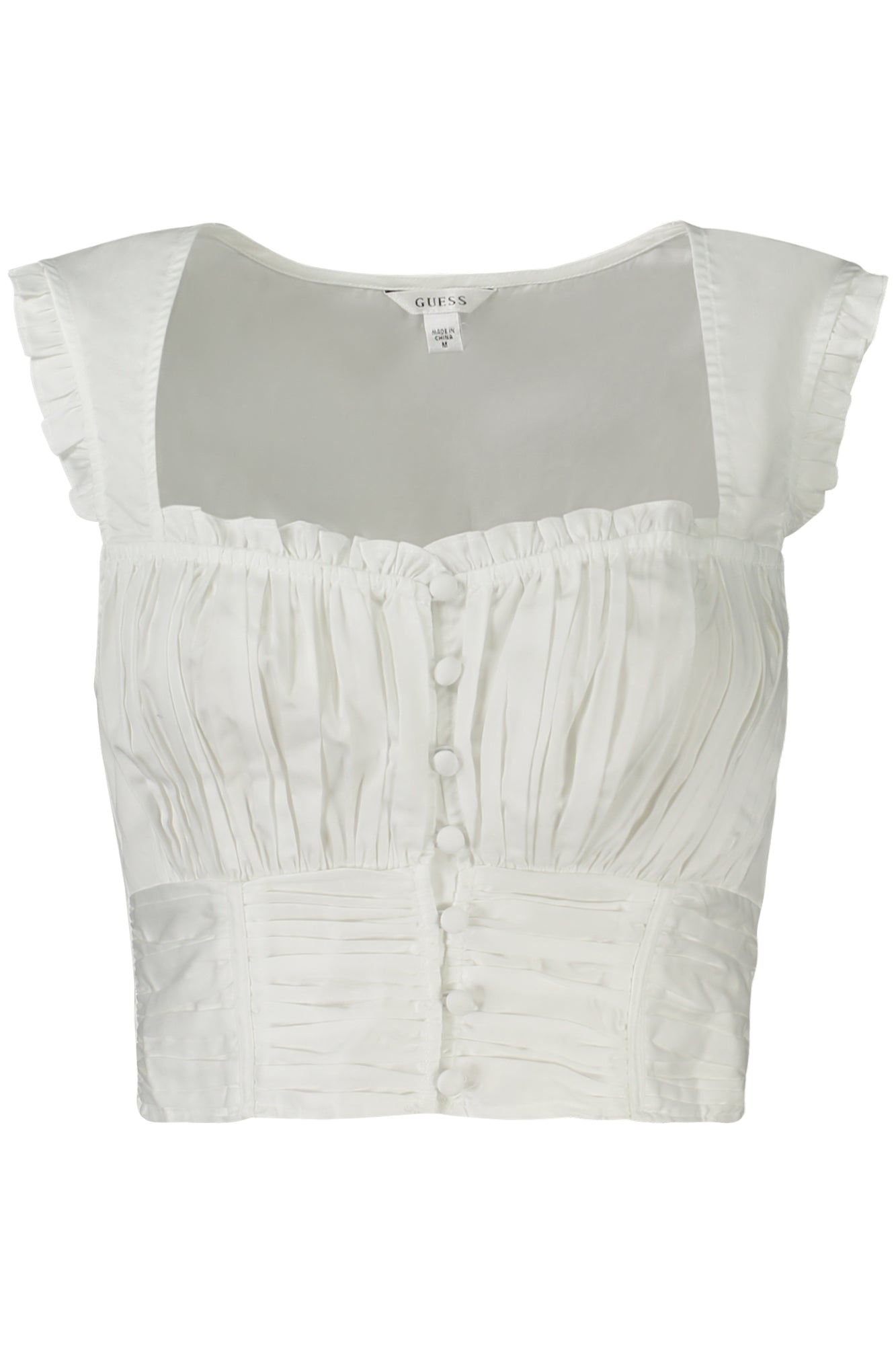 W4GH79WAF10_BIG011 – Elegantes Damen Trägertop in Weiß mit Herzausschnitt und Knöpfen – Größe: XS, S, M, L – Farbe: Bianco