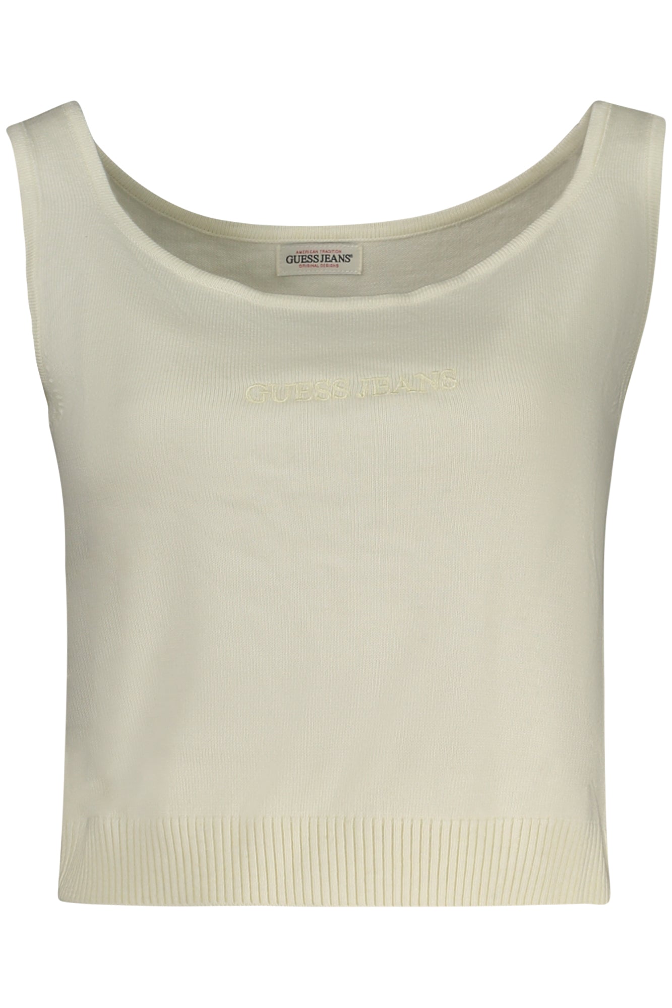 W4BR17Z3HO2_BIG293 – Damen Tanktop Weiß mit Breiten Trägern und Stickerei-Verzierung – Größe: XS, S, M – Farbe: Bianco