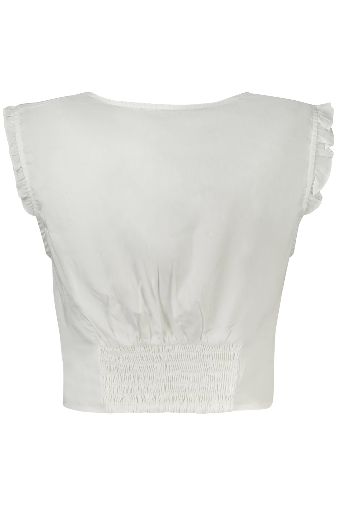 W4GH79WAF10_BIG011 – Elegantes Damen Trägertop in Weiß mit Herzausschnitt und Knöpfen – Größe: XS, S, M, L – Farbe: Bianco