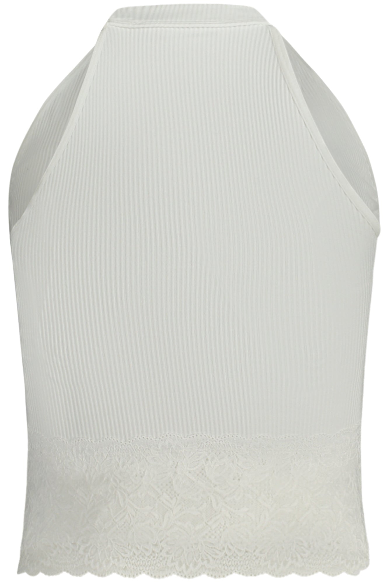 W4GZ24Z2ZN0_BIG011 – Elegantes Damen-Stricktop Weiß mit Spitze & Rundhals, Ärmellos – Größe: S, M – Farbe: Bianco