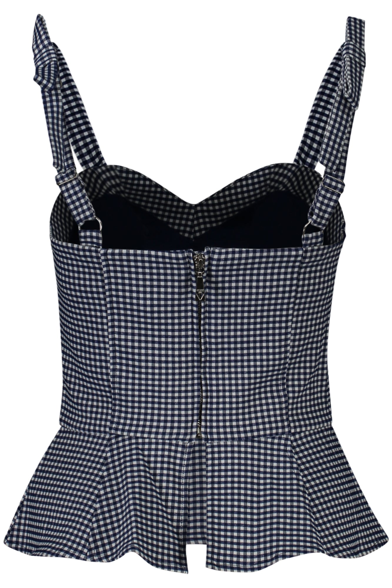 W4GH37WG492_BLL71U – Damenoberteil Blau Kariert mit Herzschnitt & Verstellbaren Trägern – Größe: XS, S, M, L – Farbe: Blu