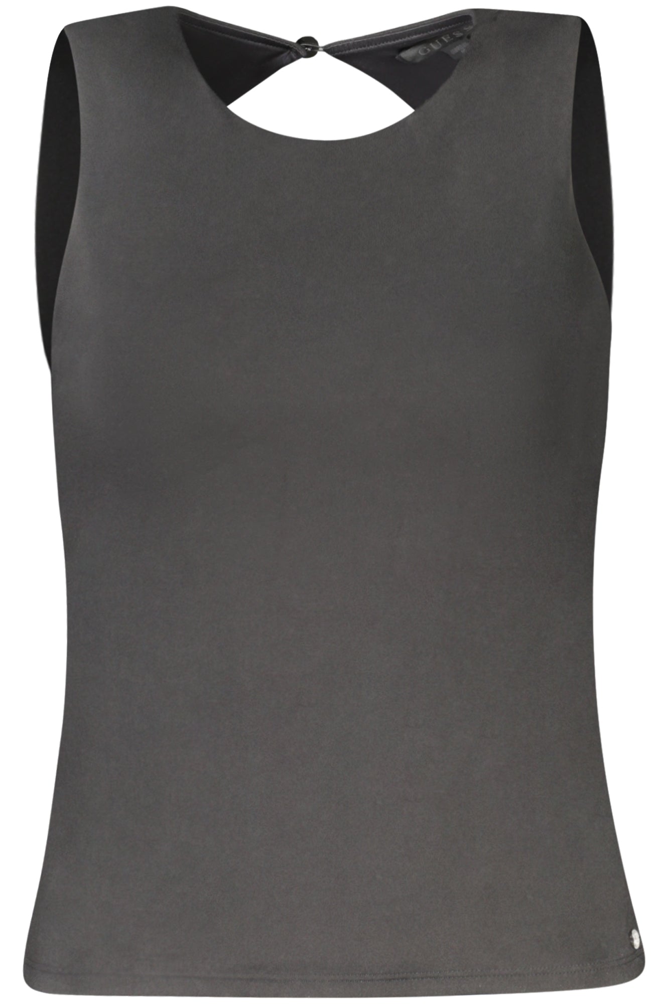 W4GP18KC7M0_NEJBLK – Damen Schwarz Top mit Knopfkragen und Logo - Eleganz pur – Größe: XS, S, M, L – Farbe: Nero