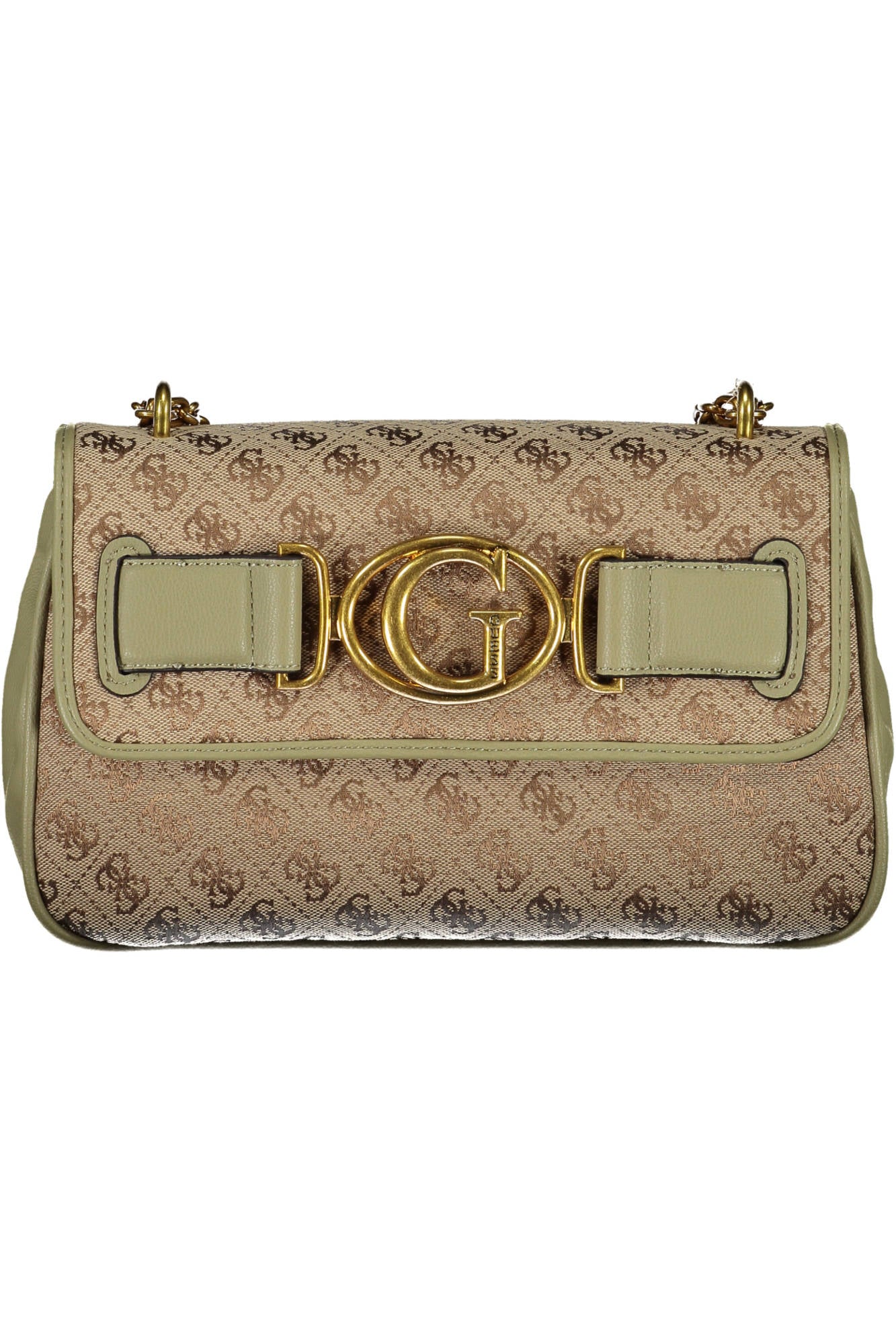 HWAILEP1444_VERDE_SGN – Stylische grüne Schultertasche für Damen mit Kette und Fächern – Größe: UNI – Farbe: Verde