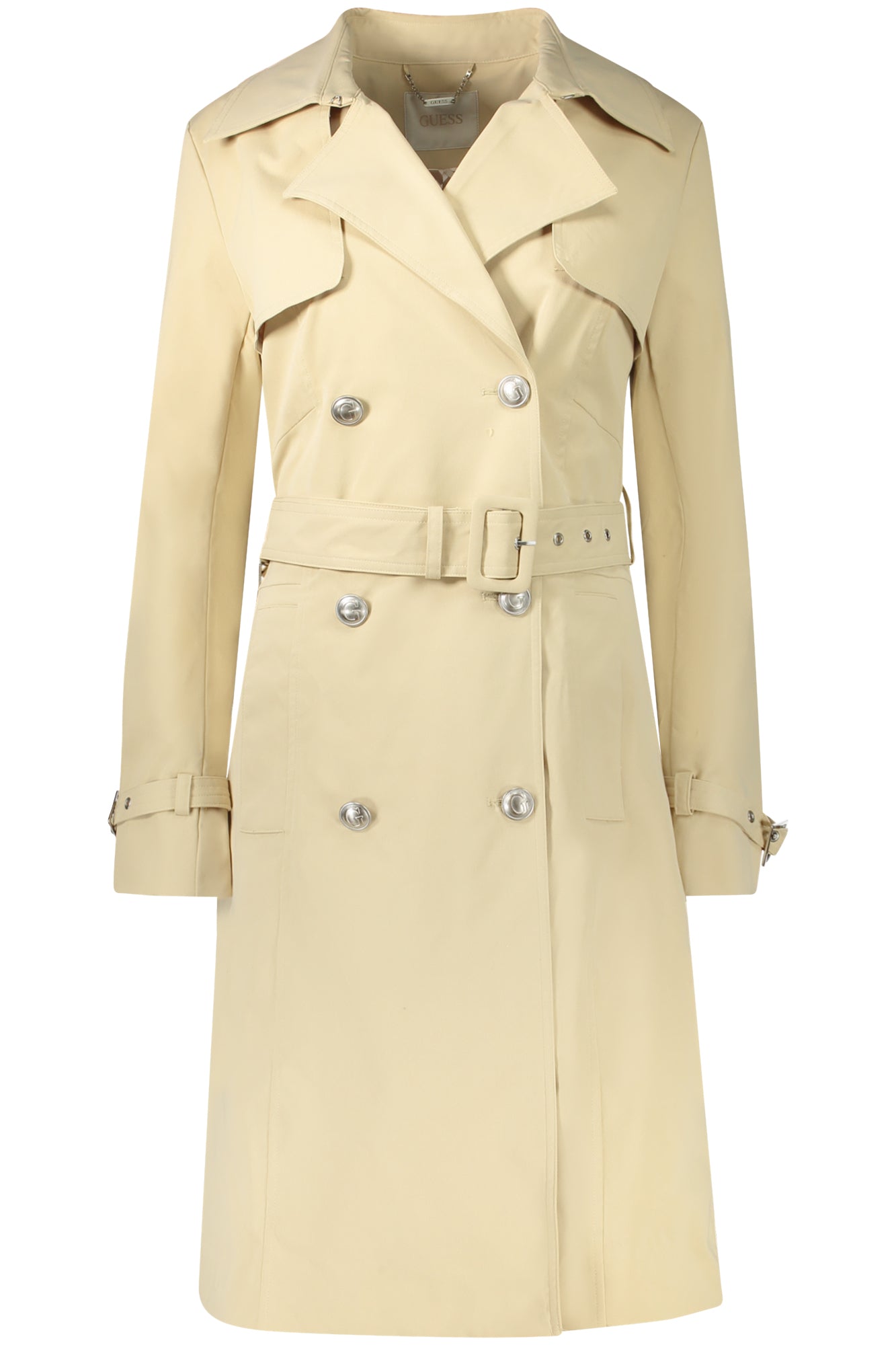 W4RL00WF5Z2_BEG1L7 – Eleganter Damen-Trenchcoat Beige mit Taschen und Taillengürtel – Größe: XS, S – Farbe: Beige