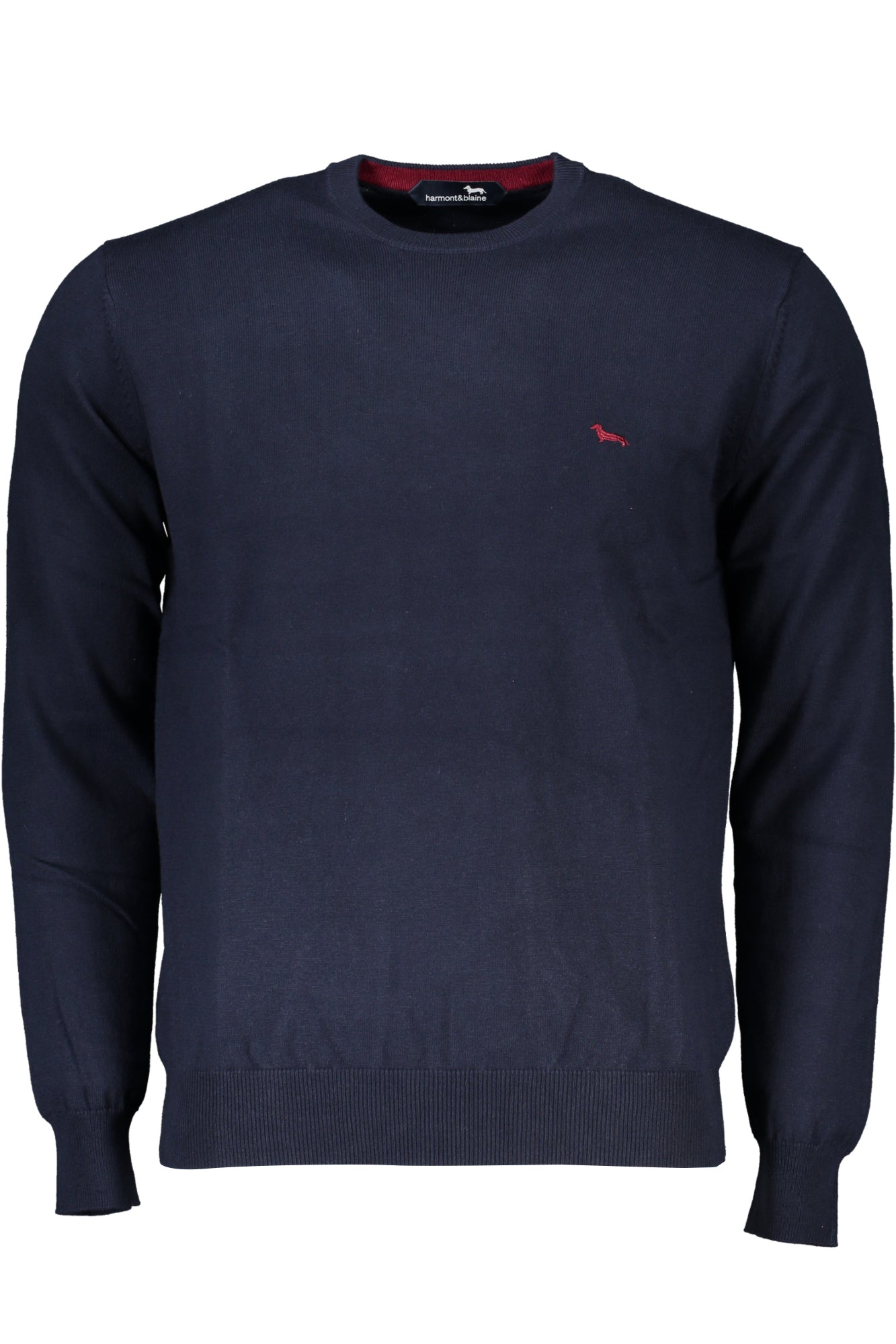 HRK012030788_BL801 – Eleganter Herrenpullover: Blau, Langarm, Rundhals mit Stickerei – Größe: L, XL, 2XL, 3XL, M – Farbe: Blu